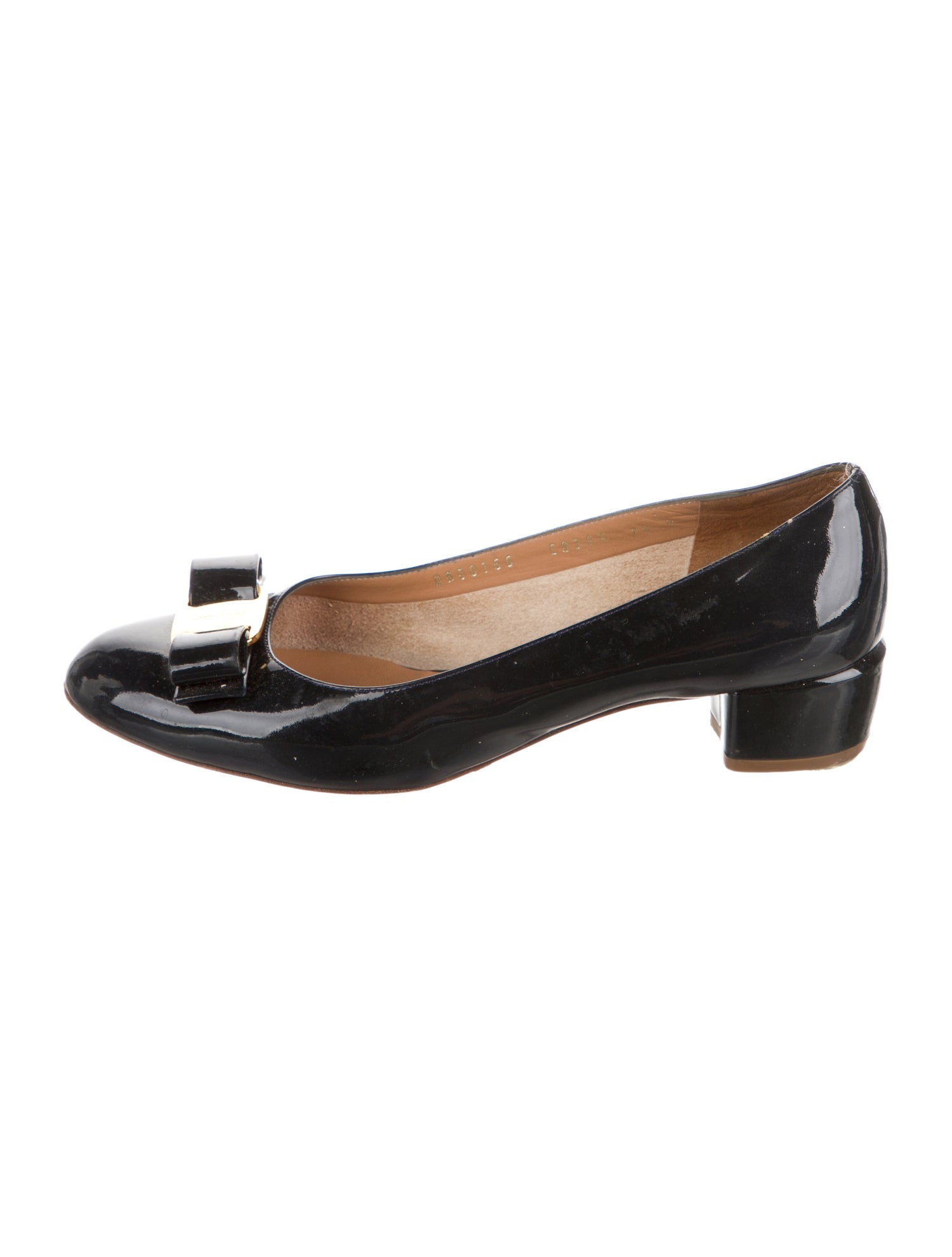 Salvatore Ferragamo Patent Leather Bow Accents Pumps
