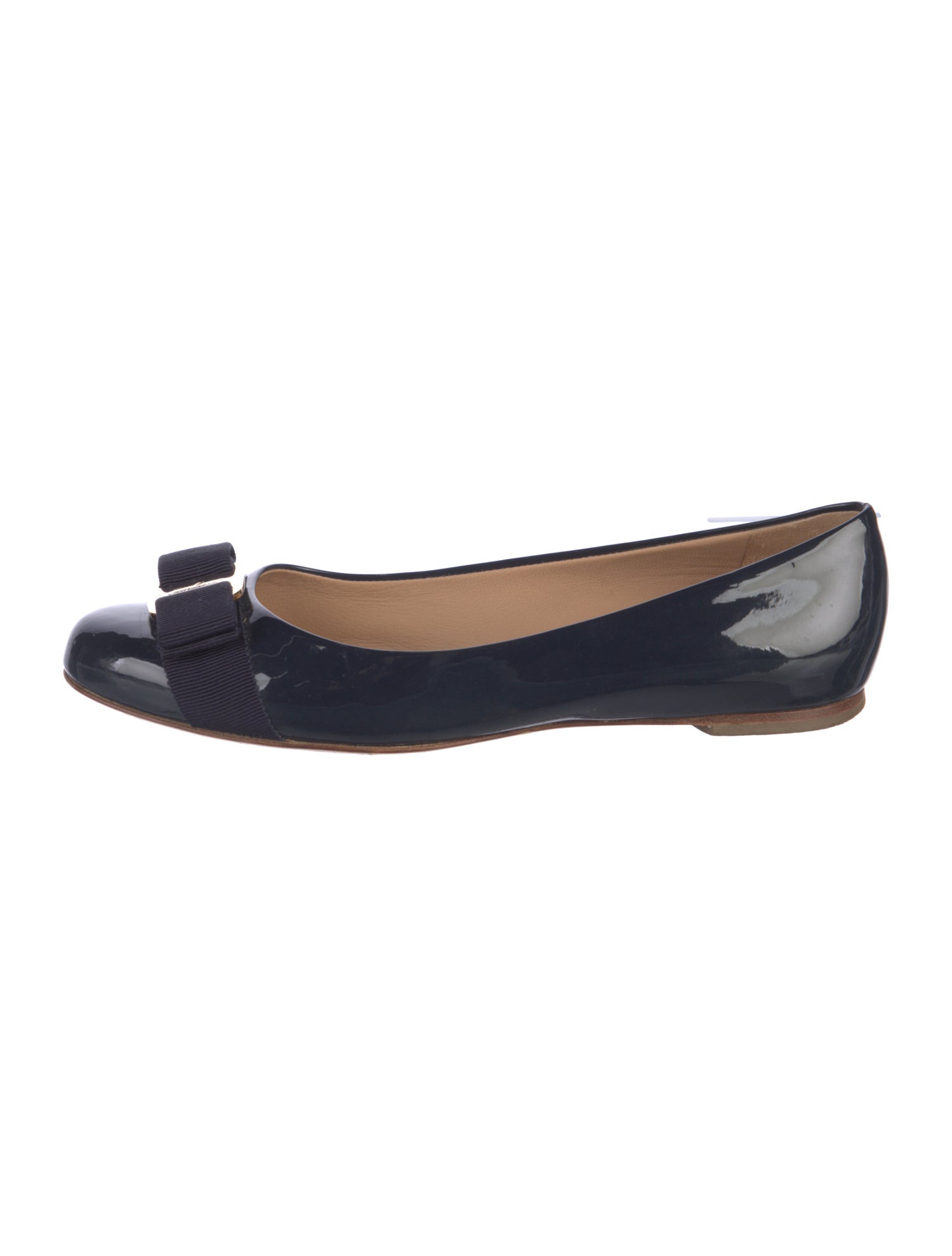 Salvatore Ferragamo Vara Bow Accent Patent Leather Ballet Flats