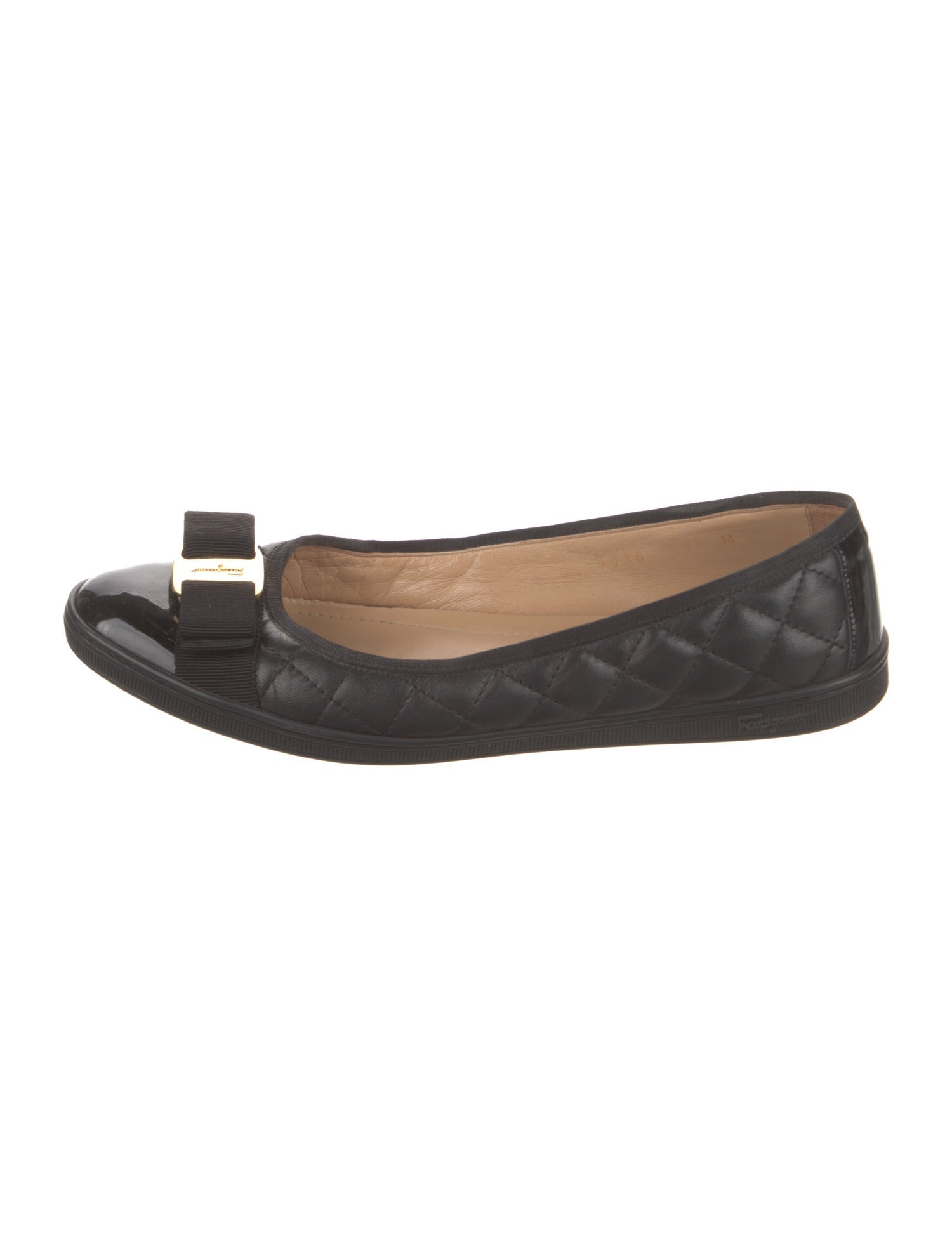 Salvatore Ferragamo Quilted Pattern Leather Ballet Flats
