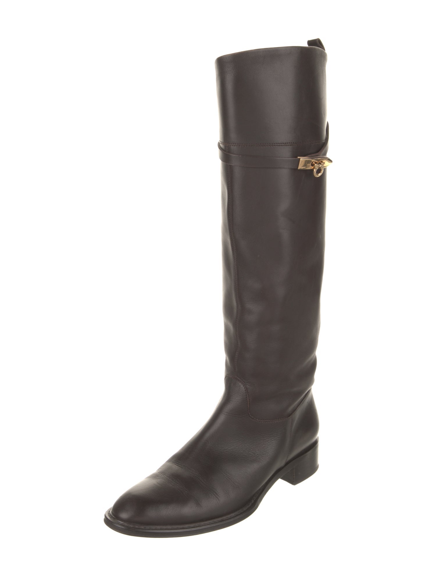 Salvatore Ferragamo Gancini Logo Leather Riding Boots