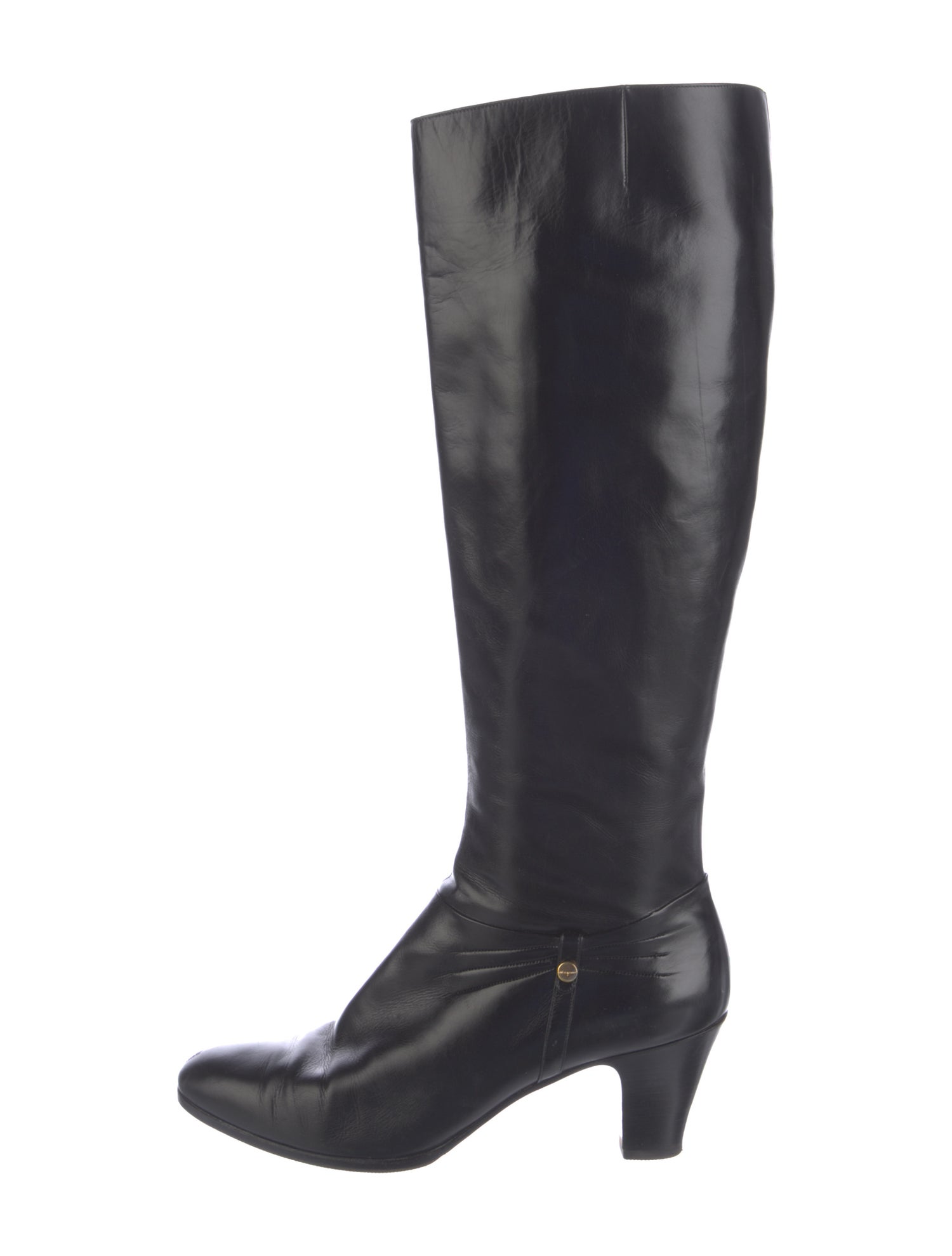 Salvatore Ferragamo Gancini Logo Leather Riding Boots