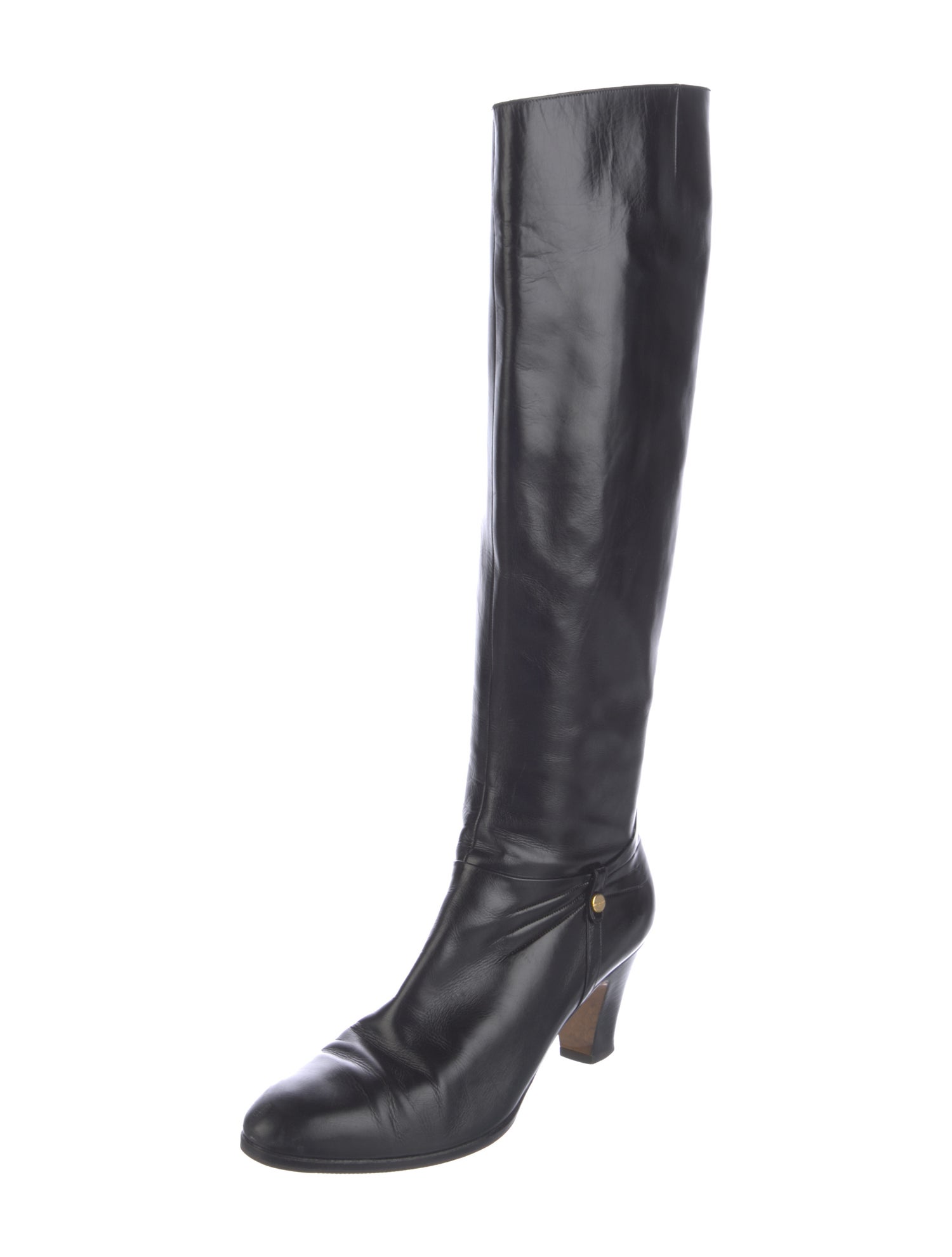 Salvatore Ferragamo Gancini Logo Leather Riding Boots