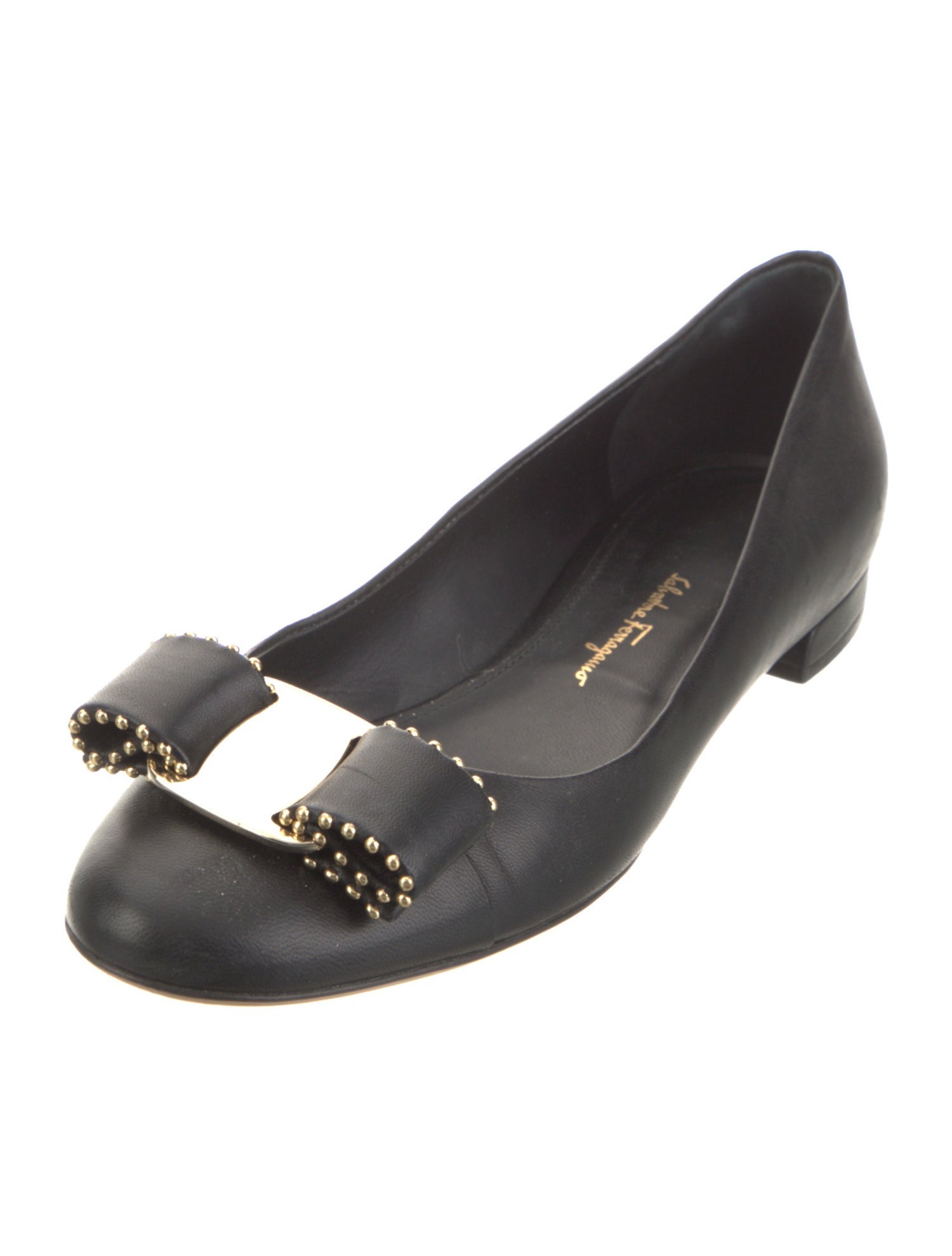 Salvatore Ferragamo Vara Bow Accent Leather Flats