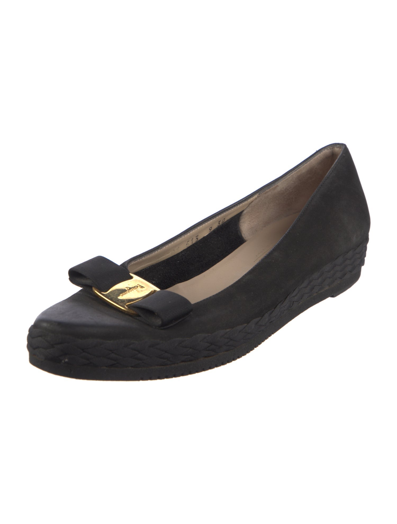 Salvatore Ferragamo Vara Bow Accent Suede Flats