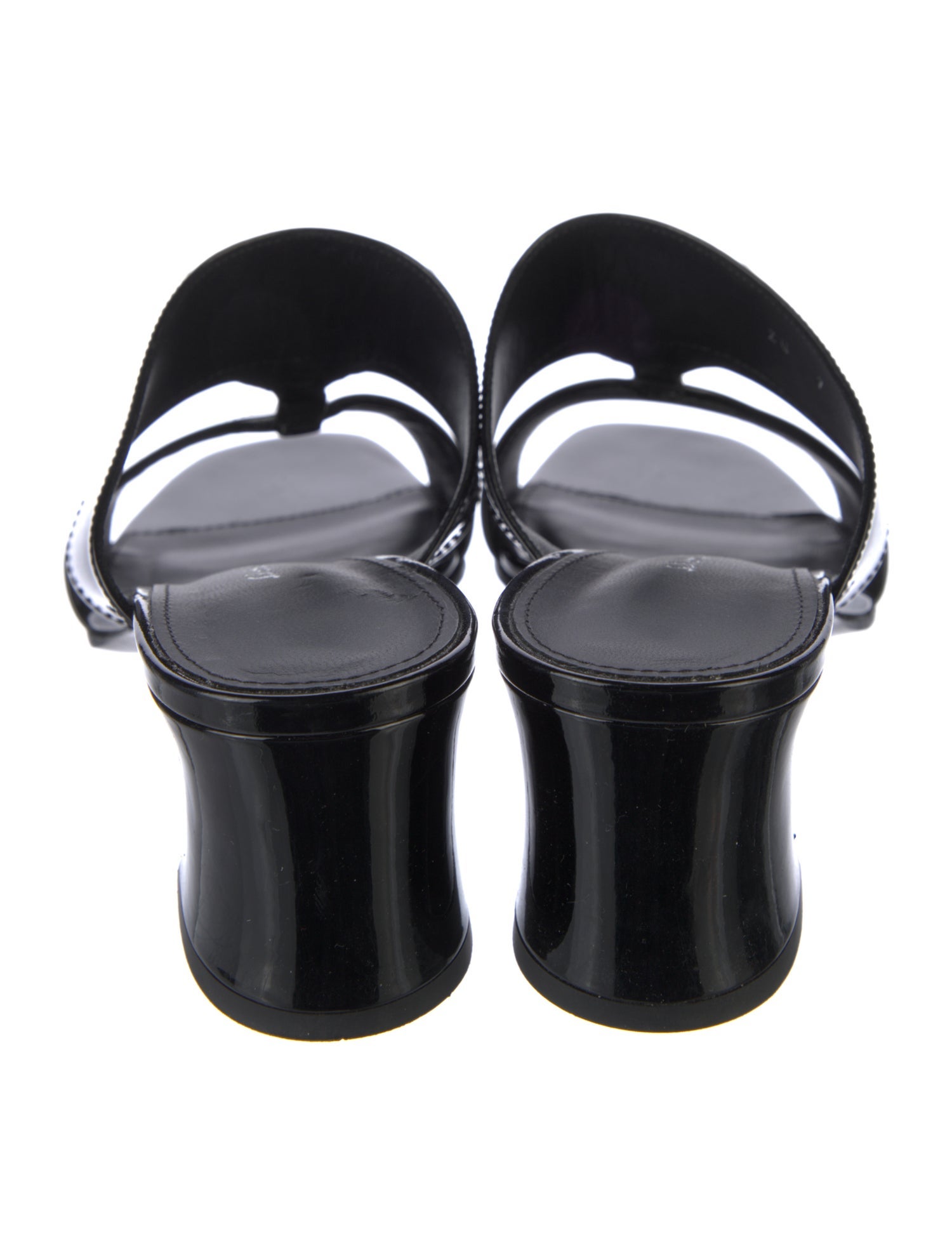 Salvatore Ferragamo Patent Leather Bow Accents Slides