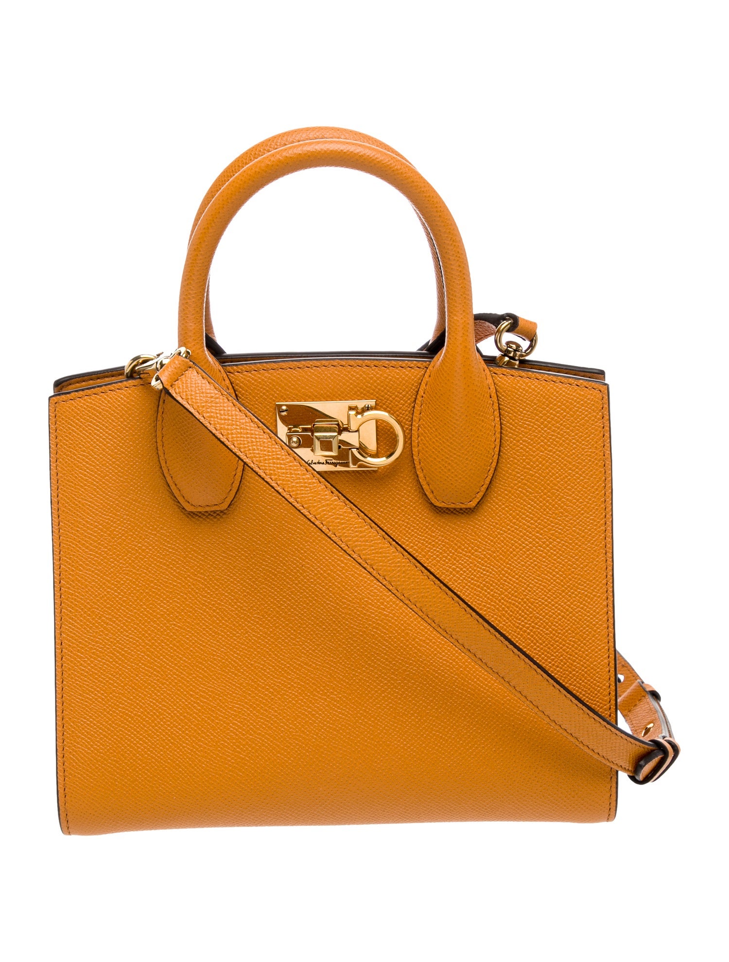 Salvatore Ferragamo Leather Orange Studio Box Mini