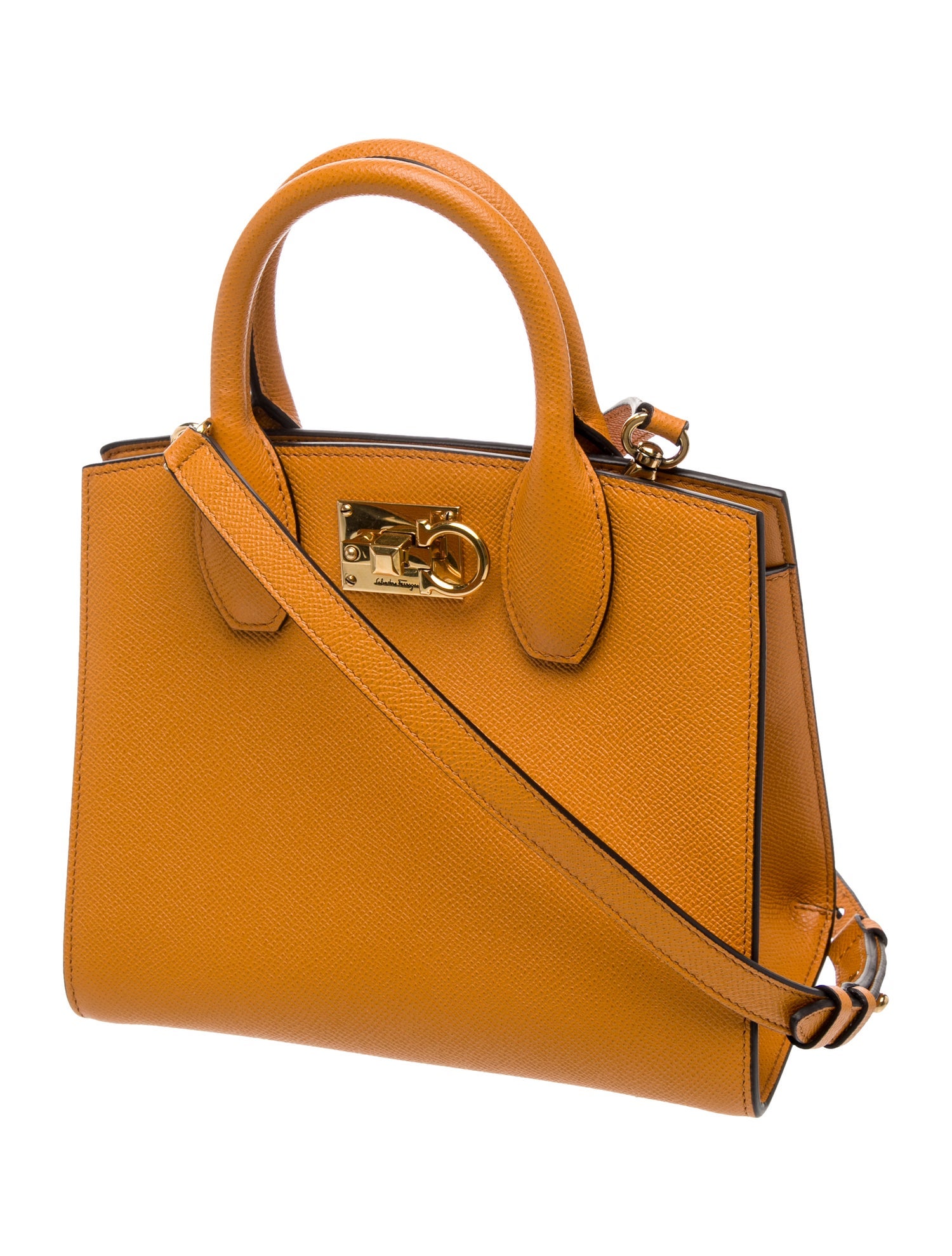 Salvatore Ferragamo Leather Orange Studio Box Mini