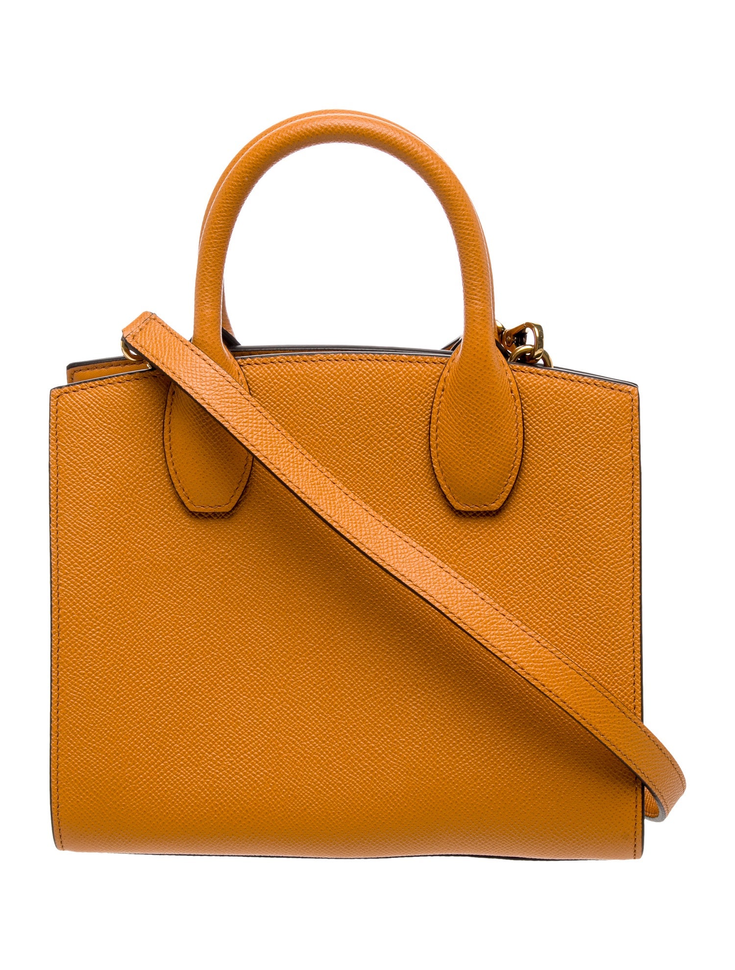 Salvatore Ferragamo Leather Orange Studio Box Mini