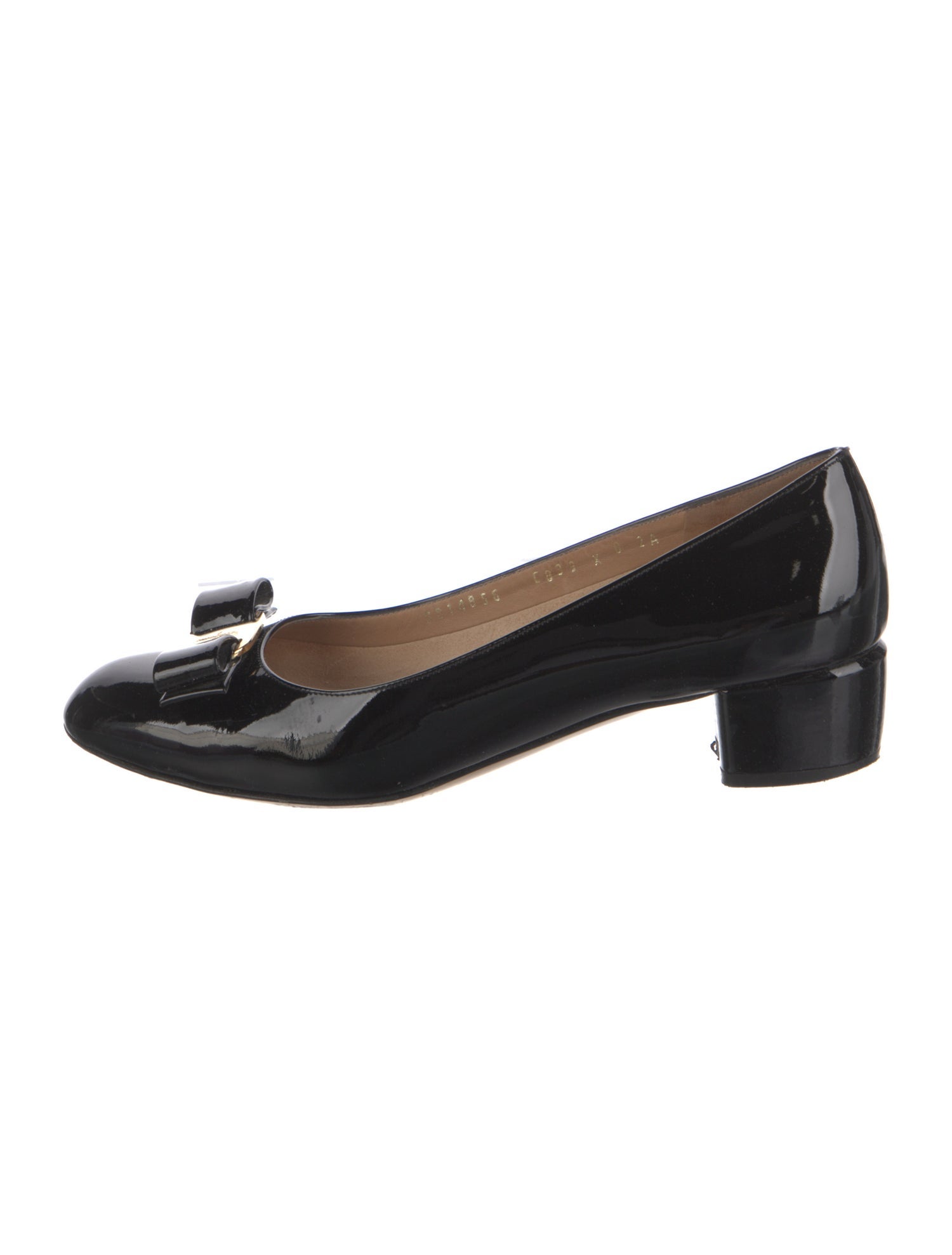 Salvatore Ferragamo Patent Leather Bow Accents Pumps