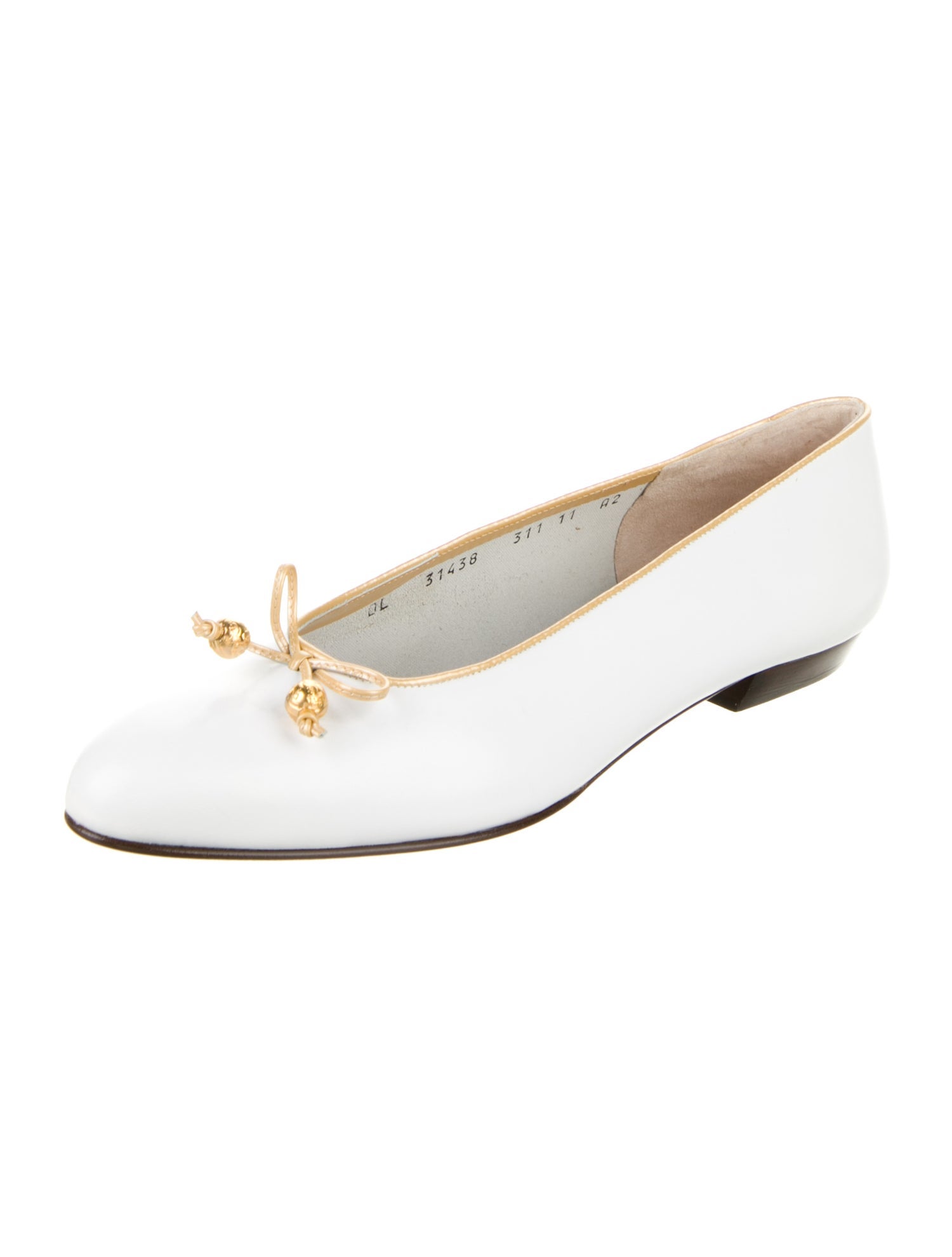 Salvatore Ferragamo Leather Bow Accents Flats