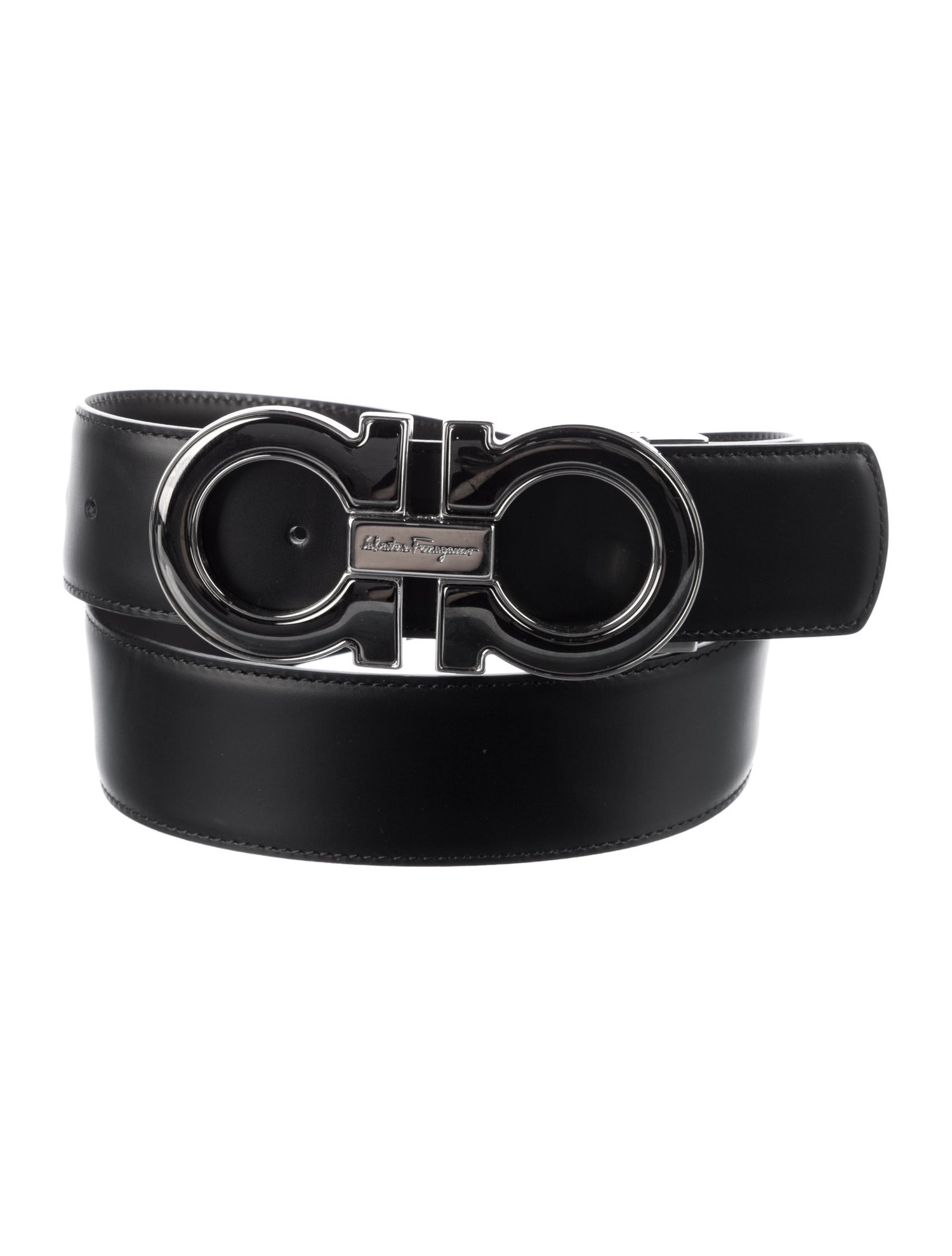 Salvatore Ferragamo Gancini Logo Leather Belt