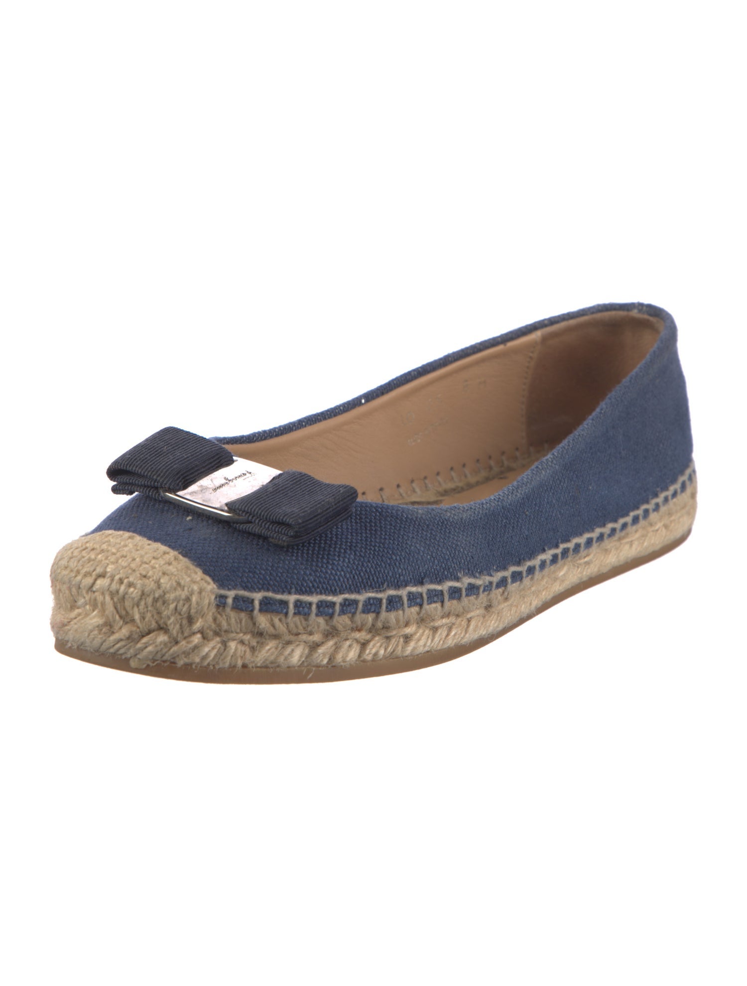 Salvatore Ferragamo Canvas Bow Accents Espadrilles