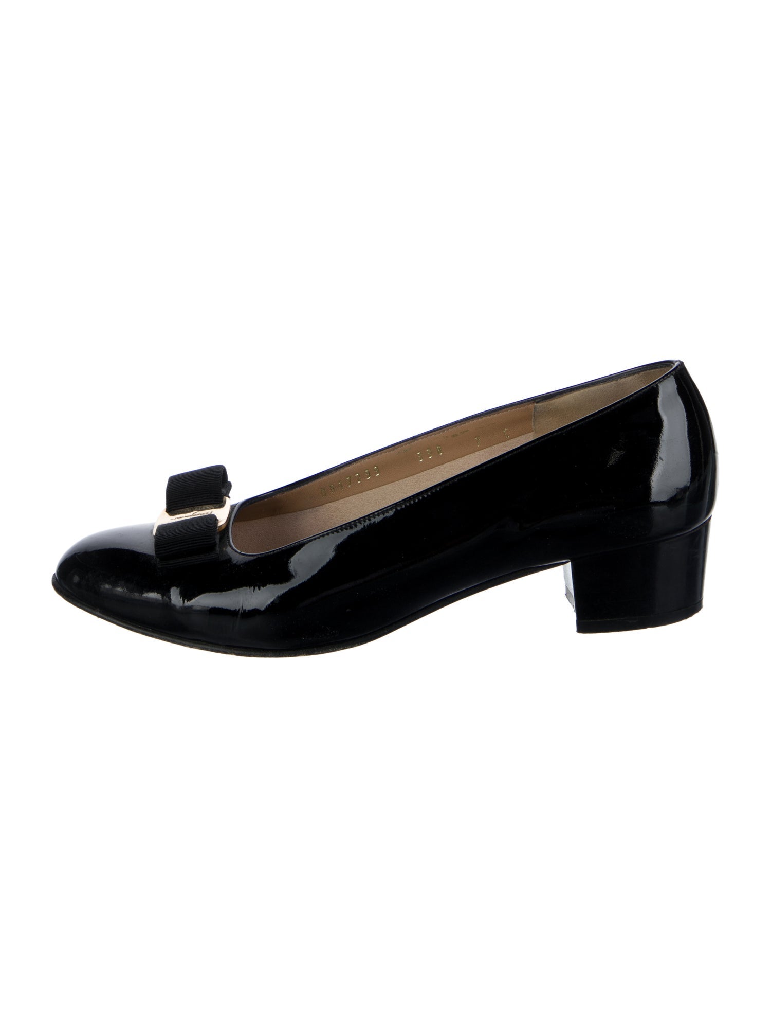 Salvatore Ferragamo Patent Leather Bow Accents Pumps