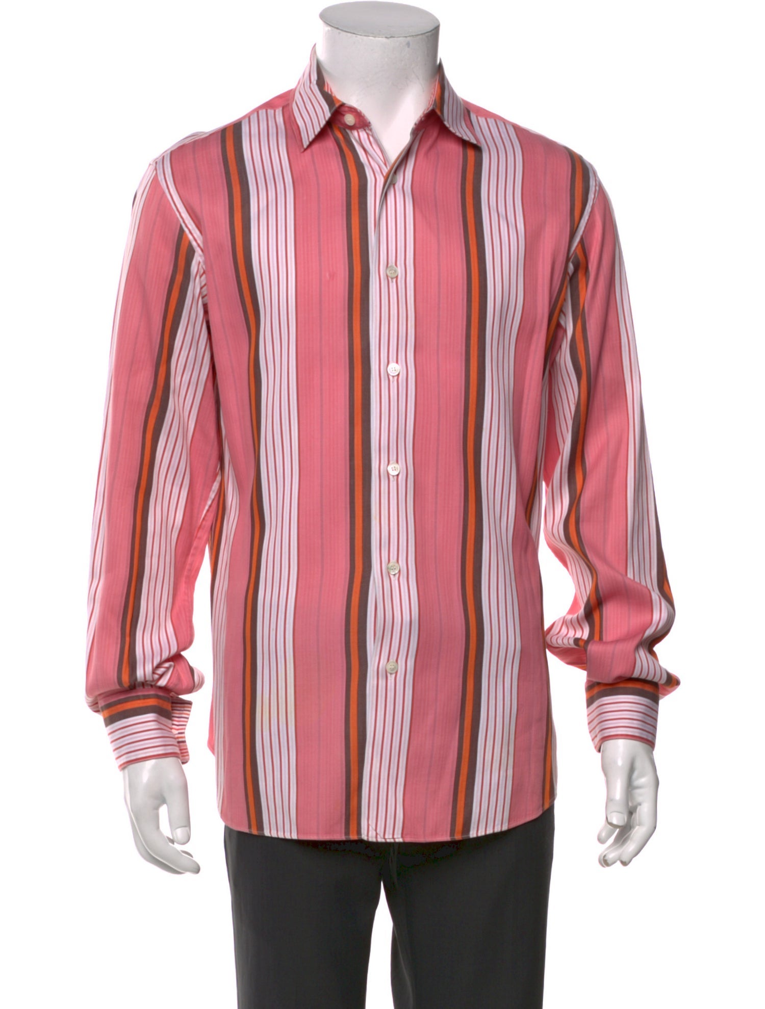 Salvatore Ferragamo Striped Long Sleeve Dress Shirt