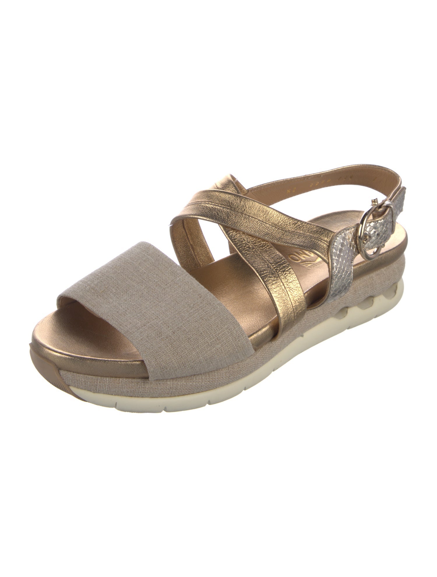 Salvatore Ferragamo Leather Colorblock Pattern Slingback Sandals