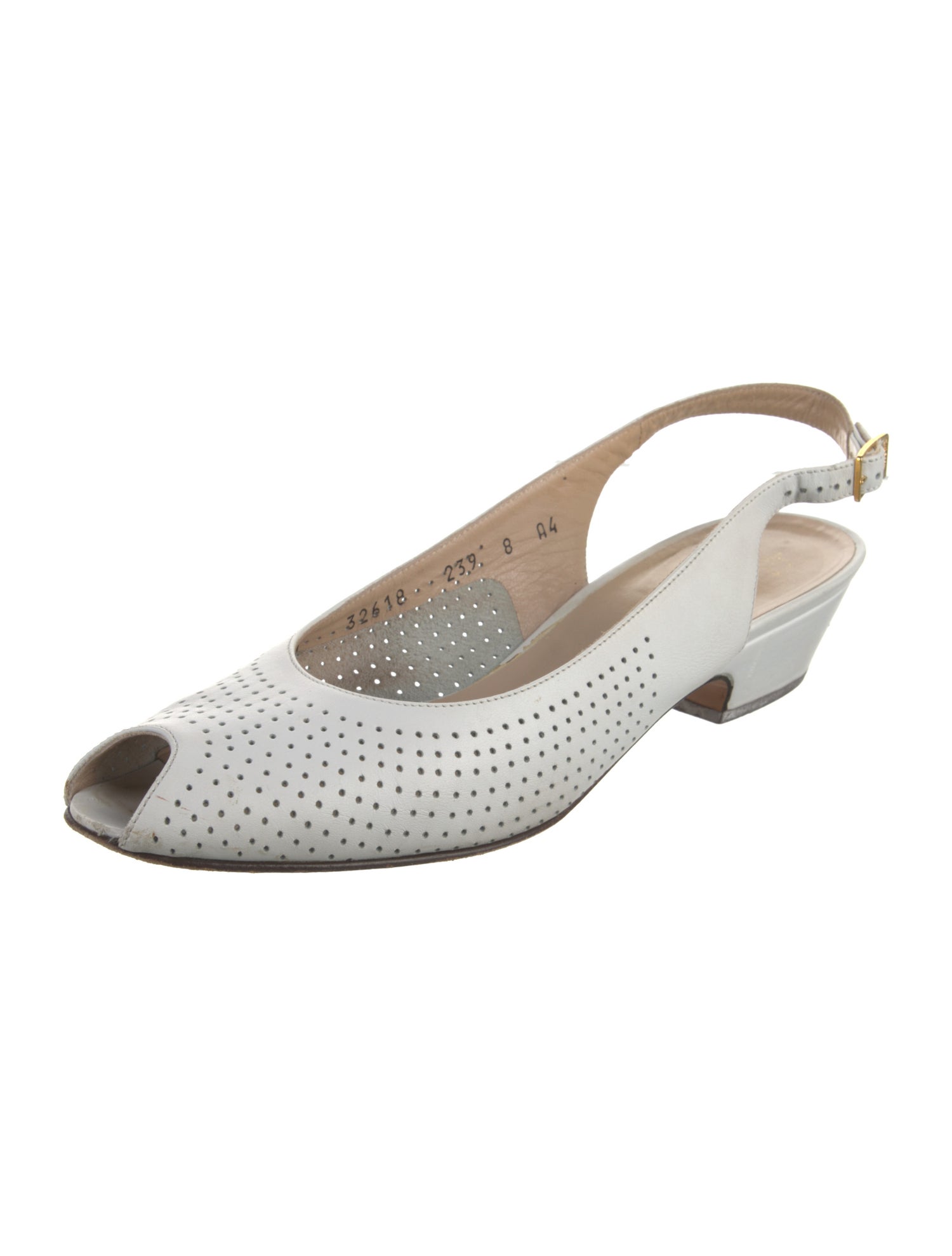 Salvatore Ferragamo Leather Lasercut Accents Slingback Sandals