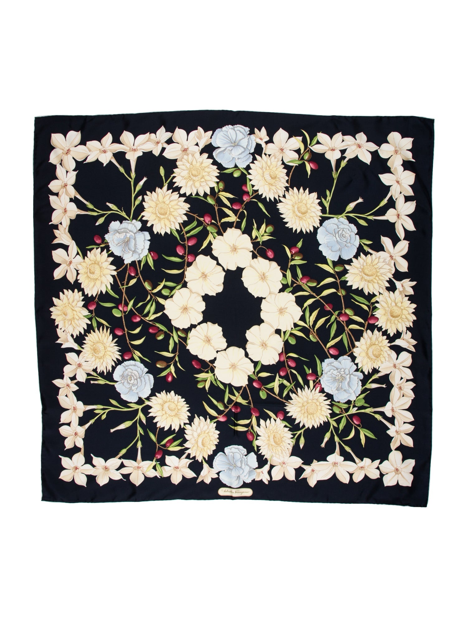 Salvatore Ferragamo Silk Floral Print Scarf w/ Tags