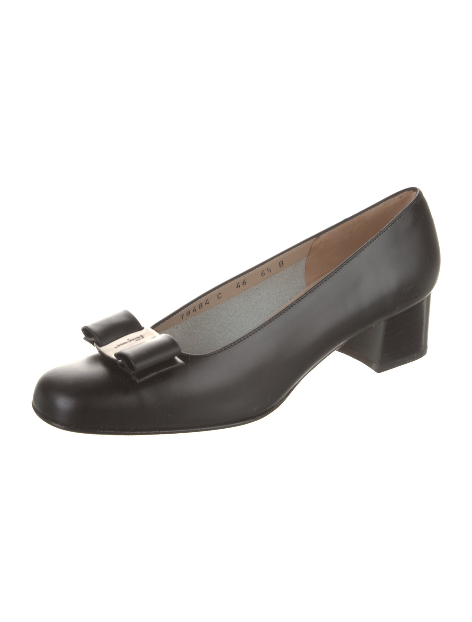 Salvatore Ferragamo Leather Bow Accents Pumps