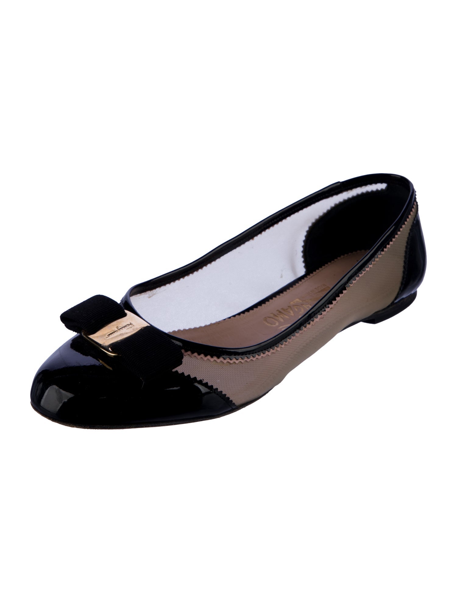 Salvatore Ferragamo Vara Bow Accent Patent Leather Ballet Flats