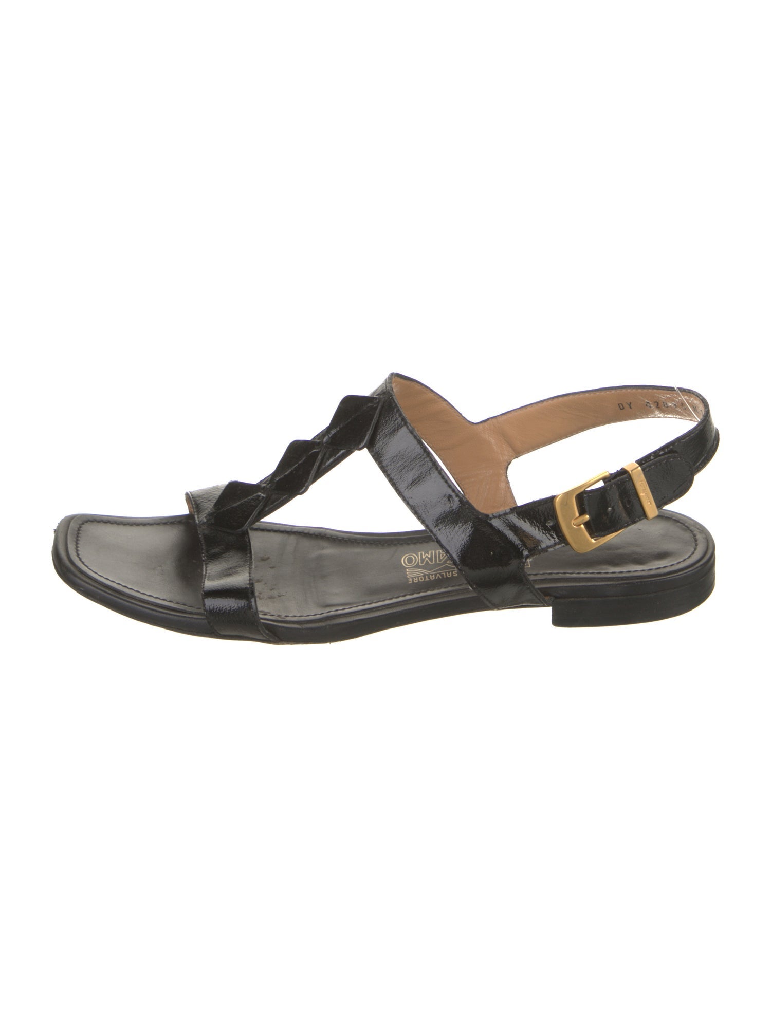 Salvatore Ferragamo Patent Leather T-Strap Sandals
