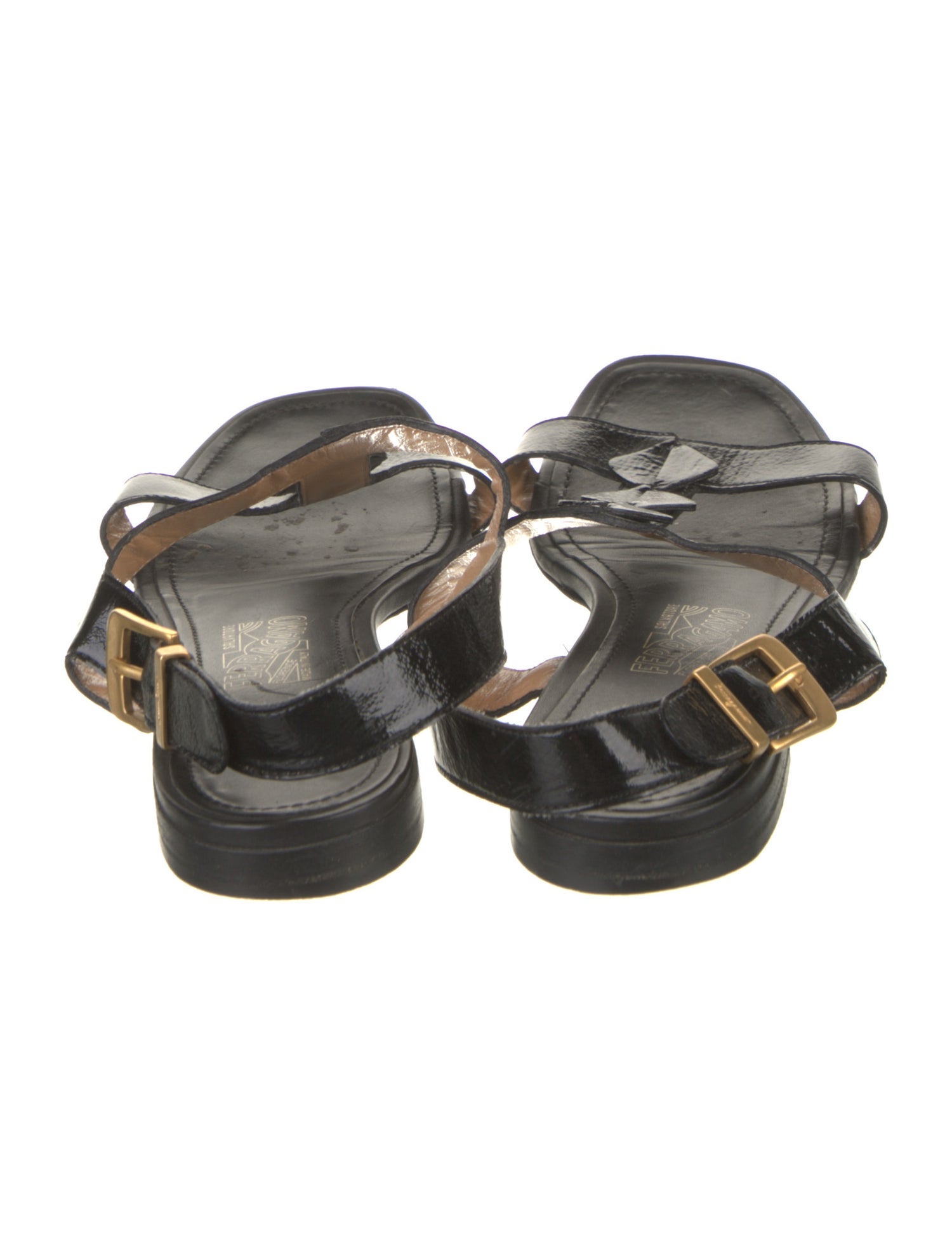 Salvatore Ferragamo Patent Leather T-Strap Sandals