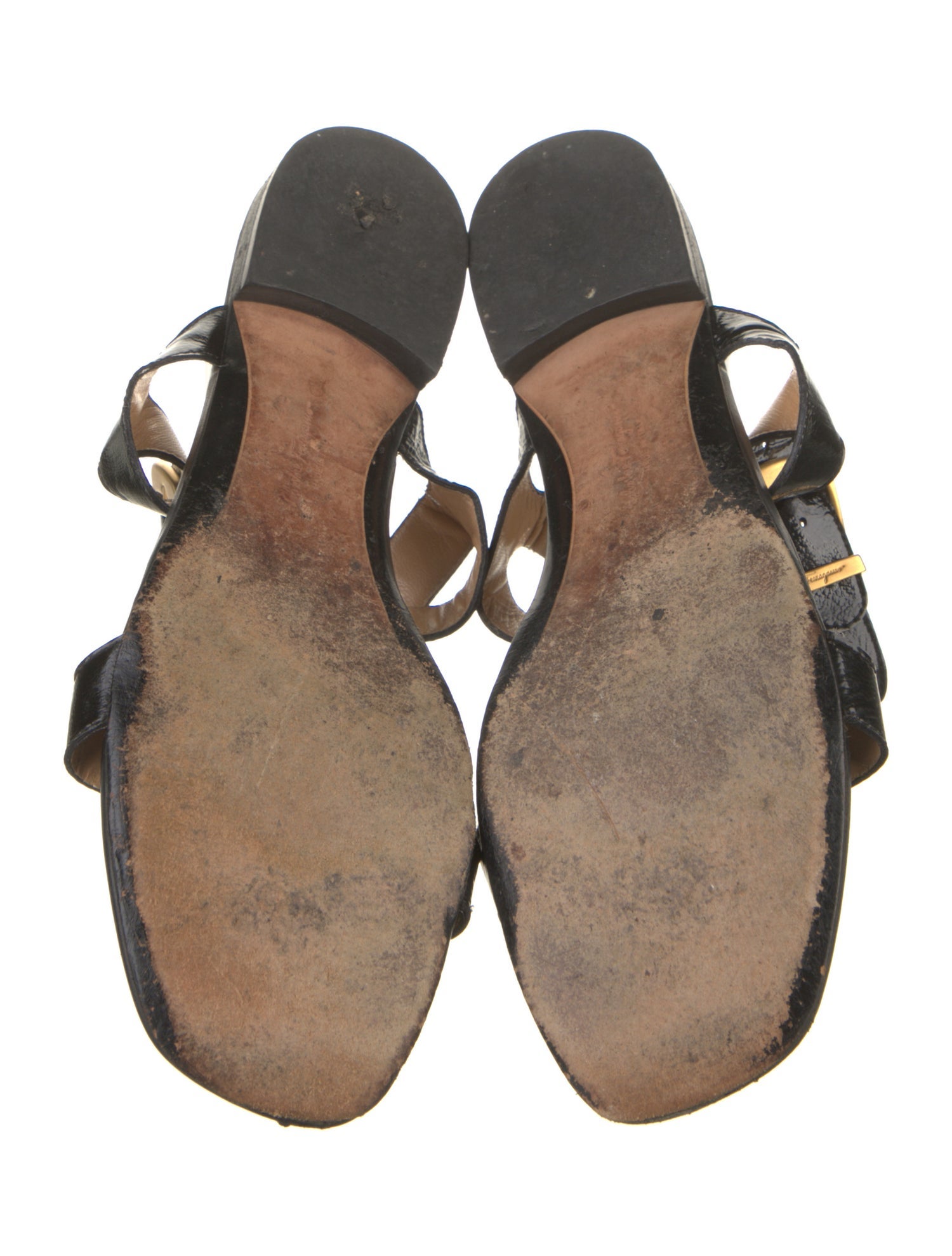 Salvatore Ferragamo Patent Leather T-Strap Sandals