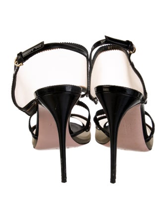 Salvatore Ferragamo Patent Leather Animal Print T-Strap Sandals