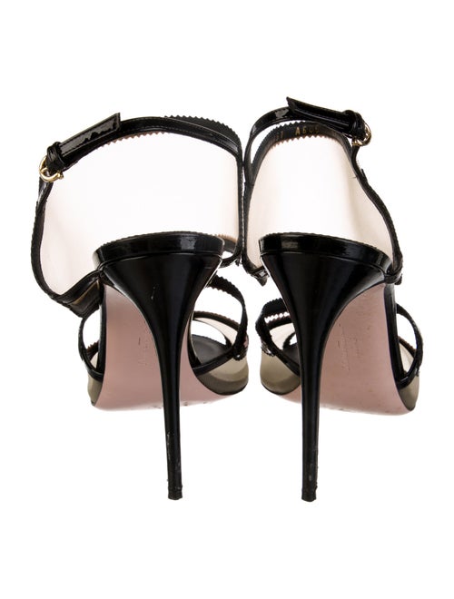 Salvatore Ferragamo Patent Leather Animal Print T-Strap Sandals
