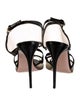 Salvatore Ferragamo Patent Leather Animal Print T-Strap Sandals