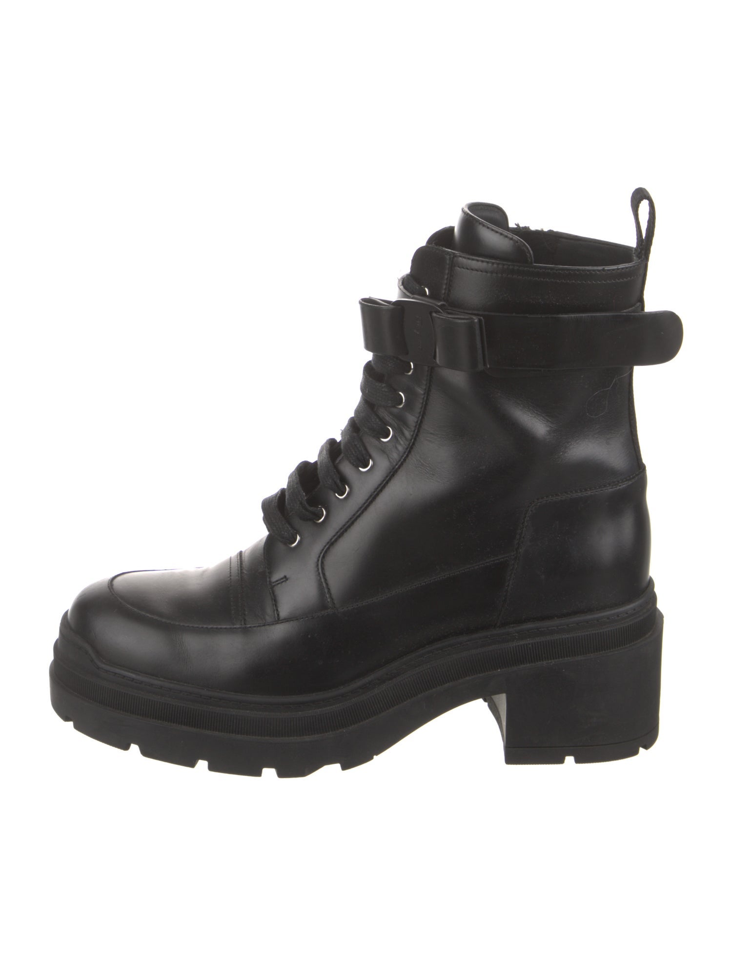 Salvatore Ferragamo Leather Combat Boots