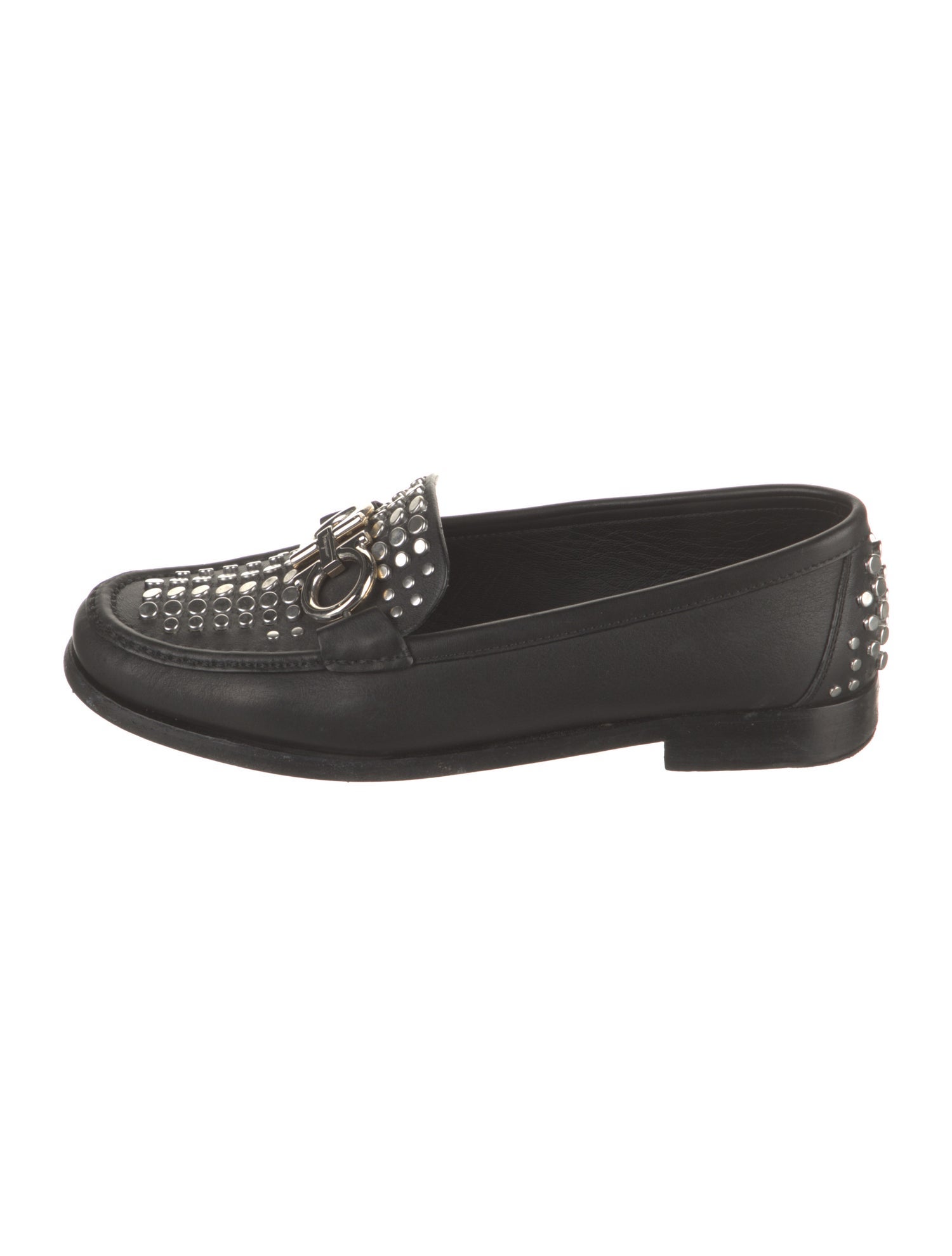 Salvatore Ferragamo Leather Studded Accents Loafers