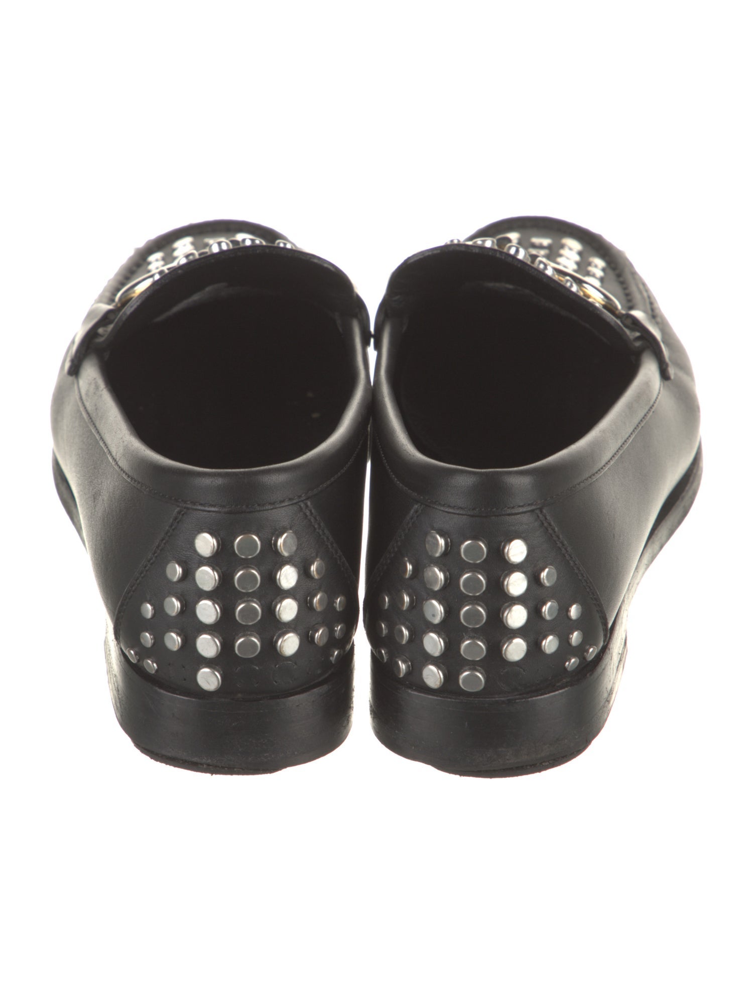 Salvatore Ferragamo Leather Studded Accents Loafers