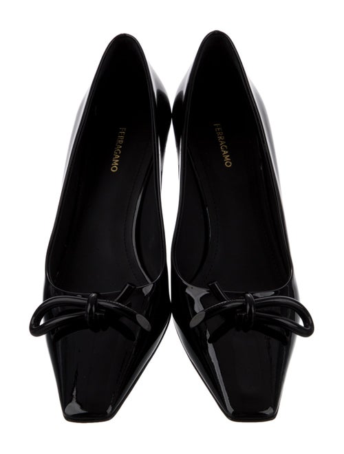 Salvatore Ferragamo Patent Leather Bow Accents Pumps
