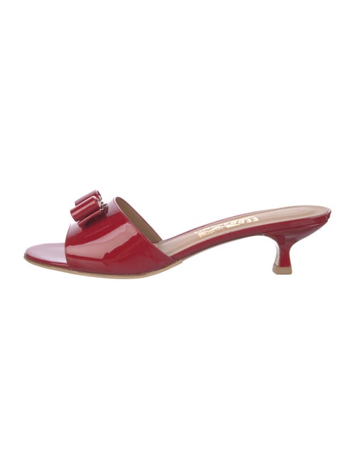 Salvatore Ferragamo Vara Bow Accent Patent Leather Slides