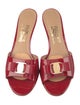 Salvatore Ferragamo Vara Bow Accent Patent Leather Slides