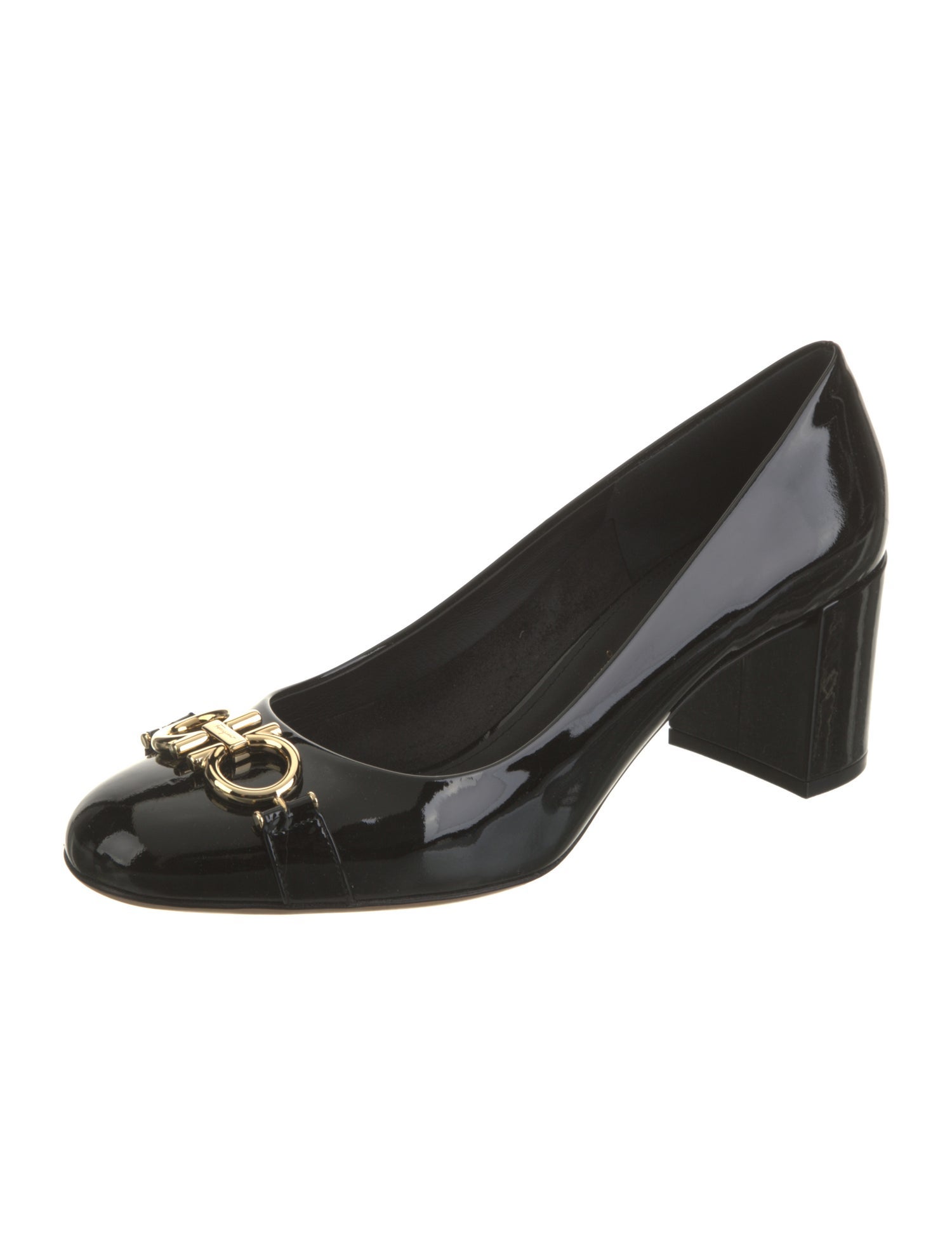 Salvatore Ferragamo Gancini Logo Patent Leather Pumps