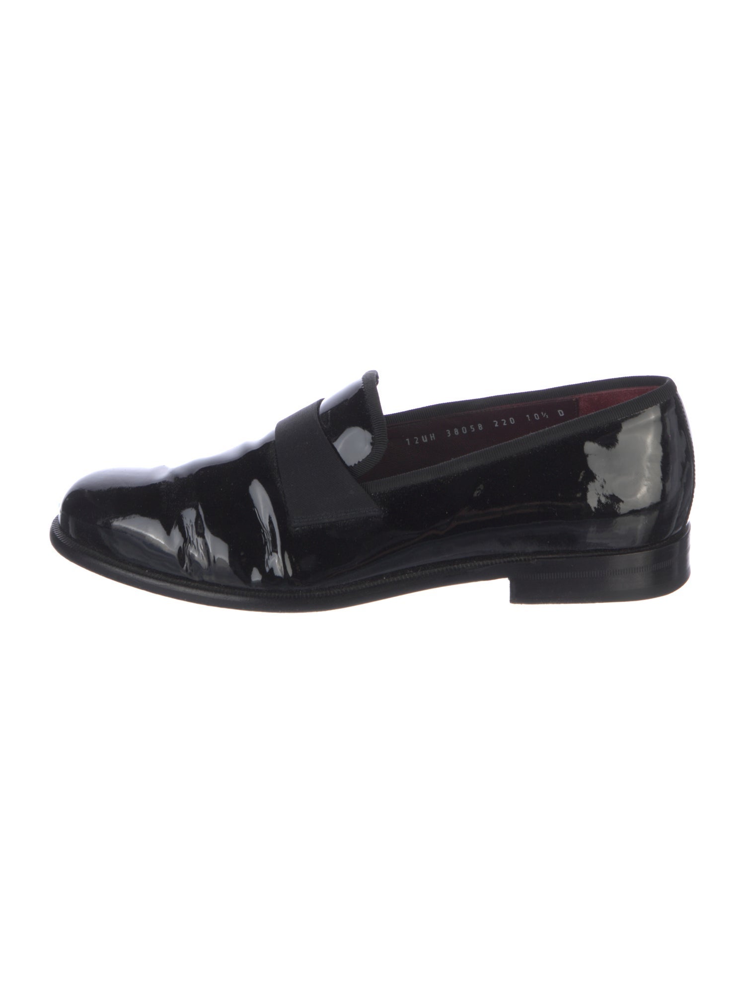 Salvatore Ferragamo Patent Leather Grosgrain Trim Dress Loafers