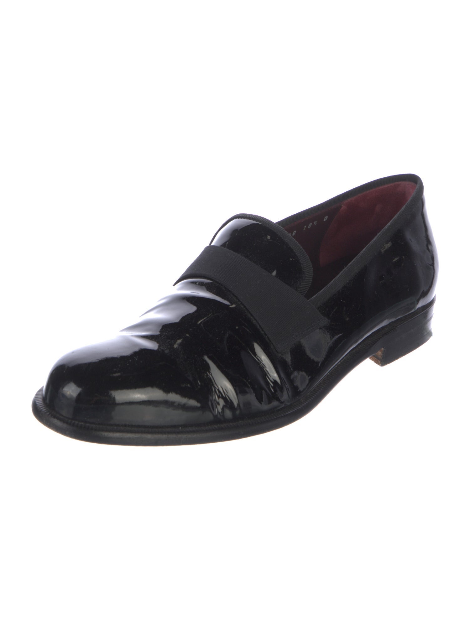 Salvatore Ferragamo Patent Leather Grosgrain Trim Dress Loafers