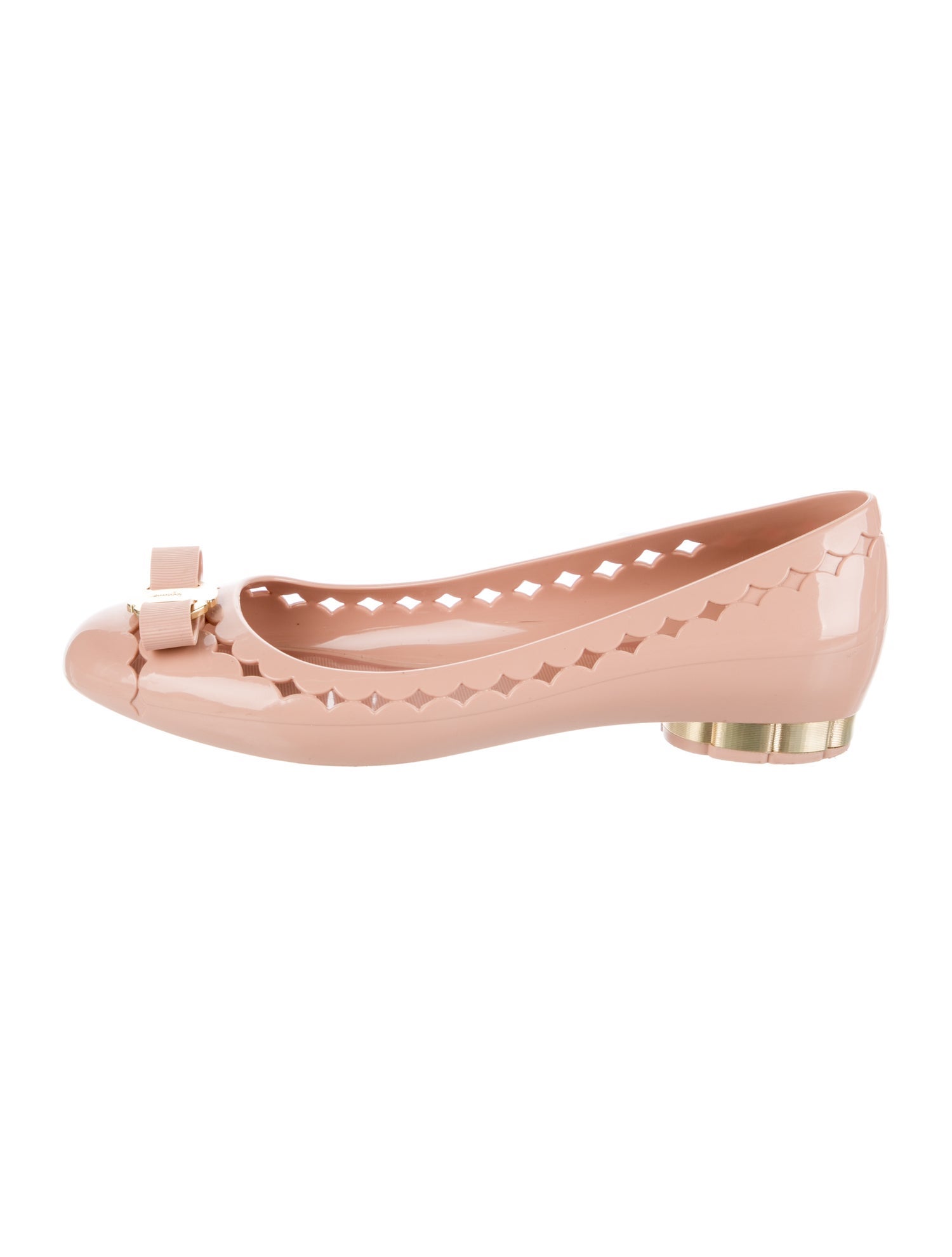 Salvatore Ferragamo Rubber Bow Accents Ballet Flats