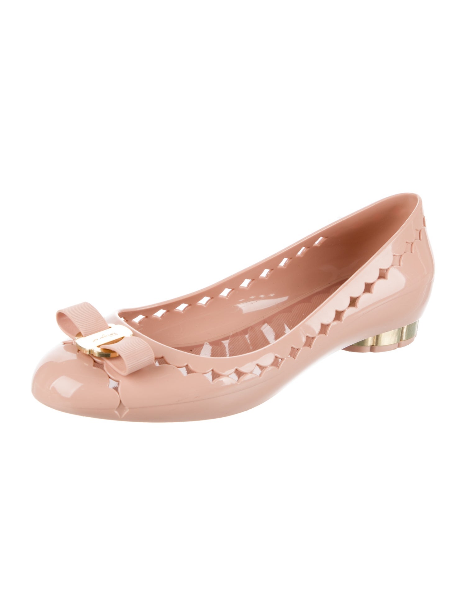 Salvatore Ferragamo Rubber Bow Accents Ballet Flats