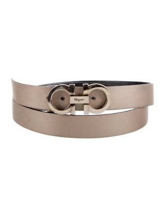 Salvatore Ferragamo Skinny Saffiano Leather Belt
