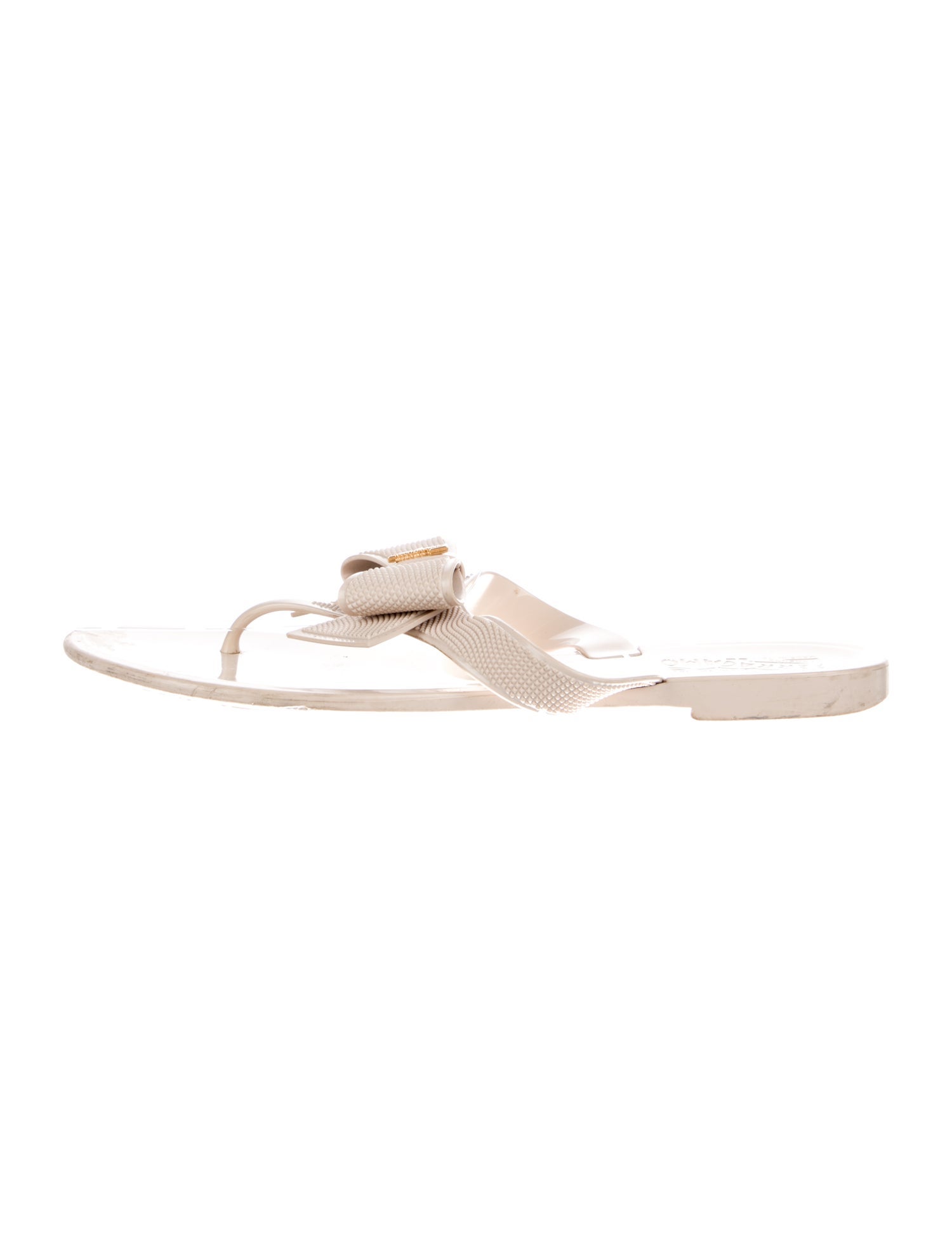 Salvatore Ferragamo Rubber Bow Accents Slides
