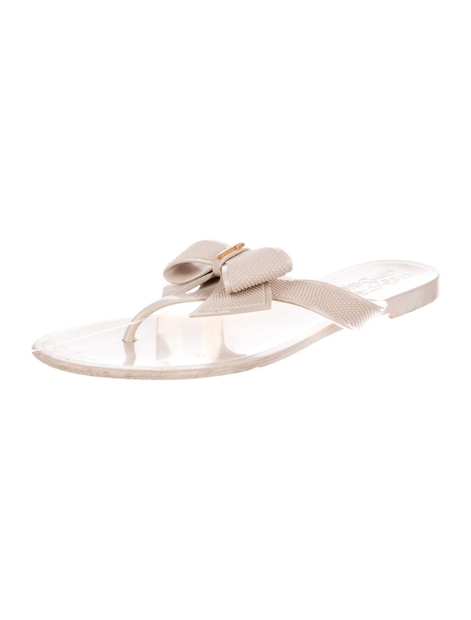 Salvatore Ferragamo Rubber Bow Accents Slides