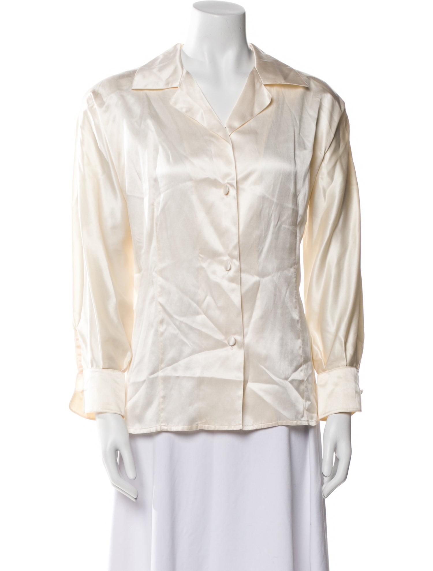 Salvatore Ferragamo Silk Long Sleeve Button-Up Top