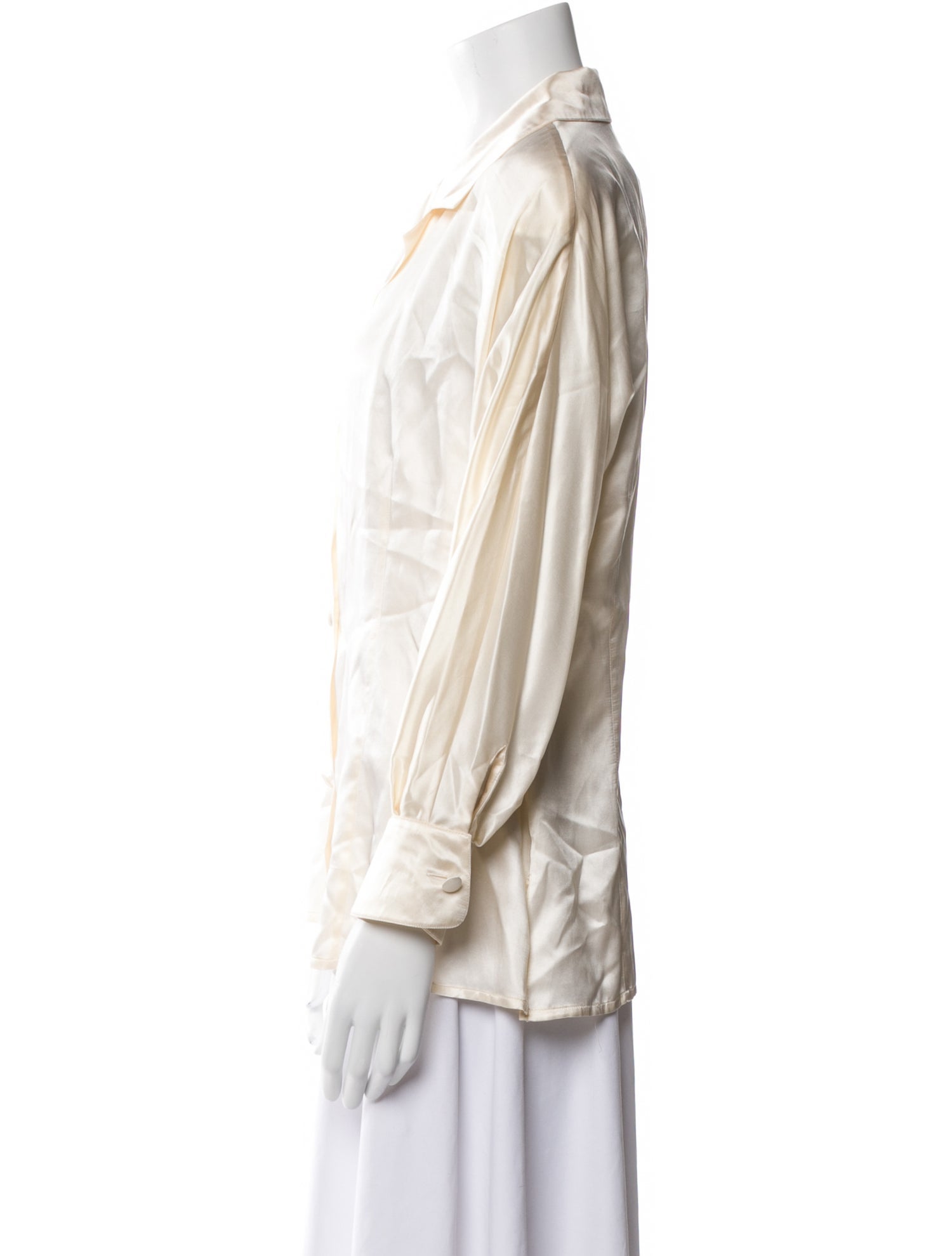 Salvatore Ferragamo Silk Long Sleeve Button-Up Top