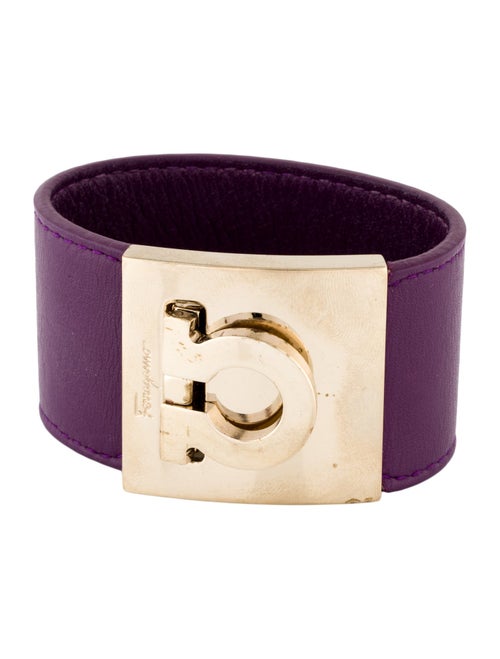 Salvatore Ferragamo Leather Wide Gancio Wrap Bracelet