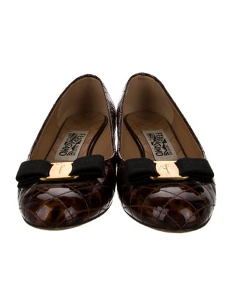 Salvatore Ferragamo Vara Bow Accent Patent Leather Ballet Flats