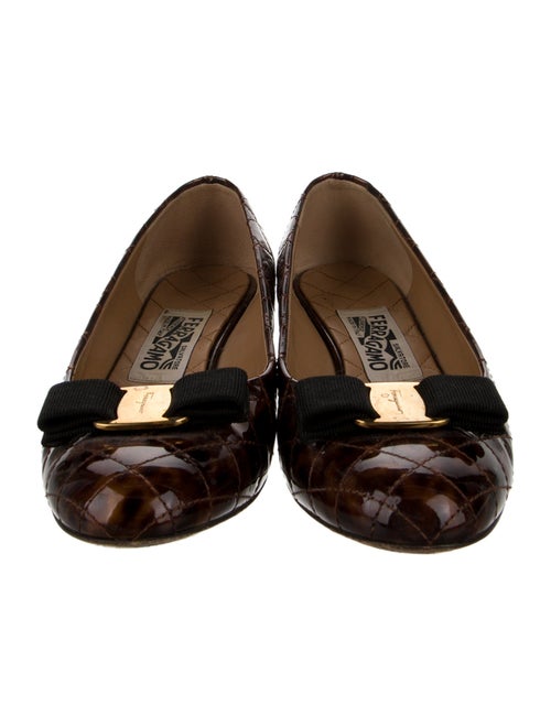 Salvatore Ferragamo Vara Bow Accent Patent Leather Ballet Flats