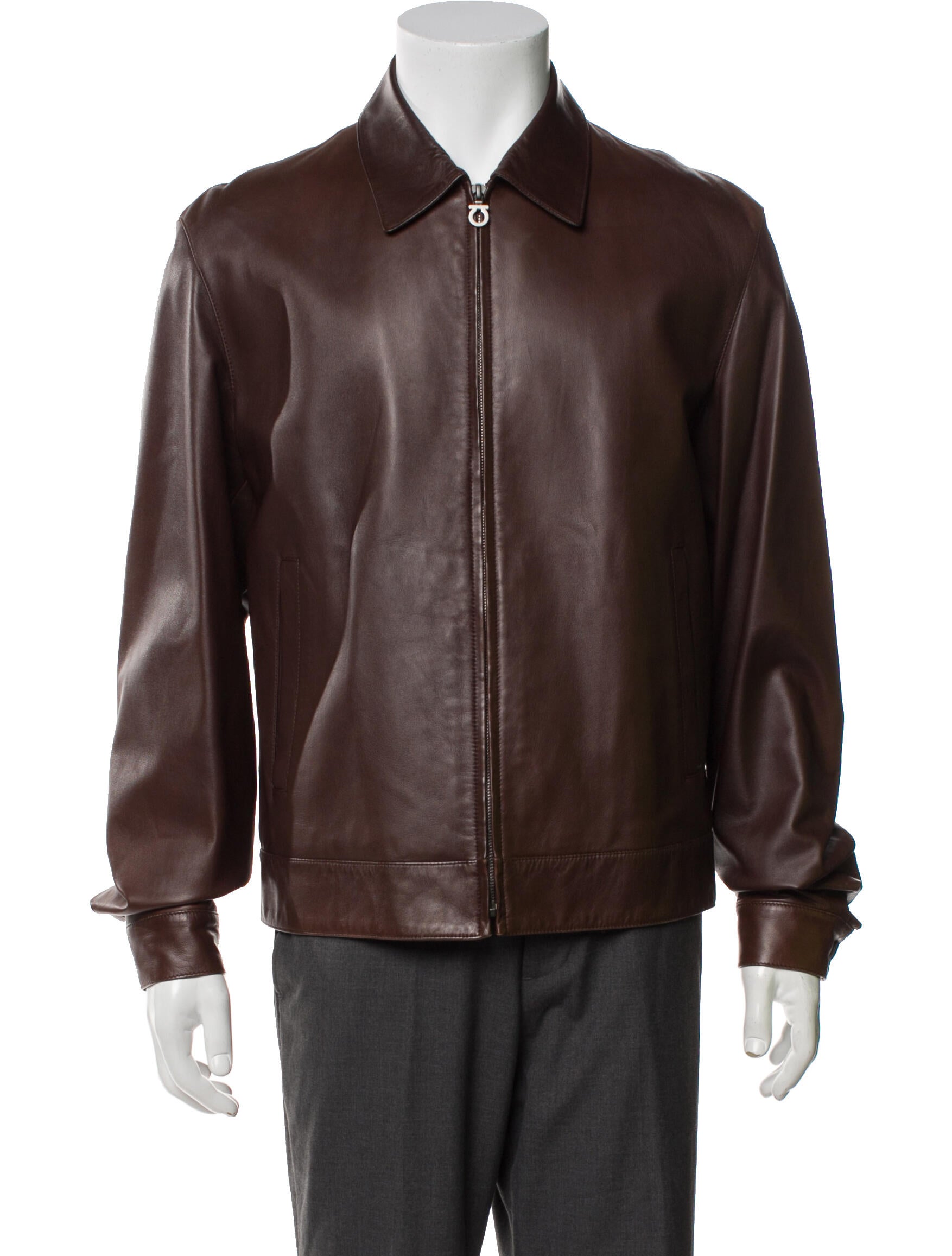 Salvatore Ferragamo Gancini Logo Leather Bomber Jacket
