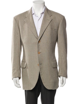 Salvatore Ferragamo Cashmere Houndstooth Print Blazer